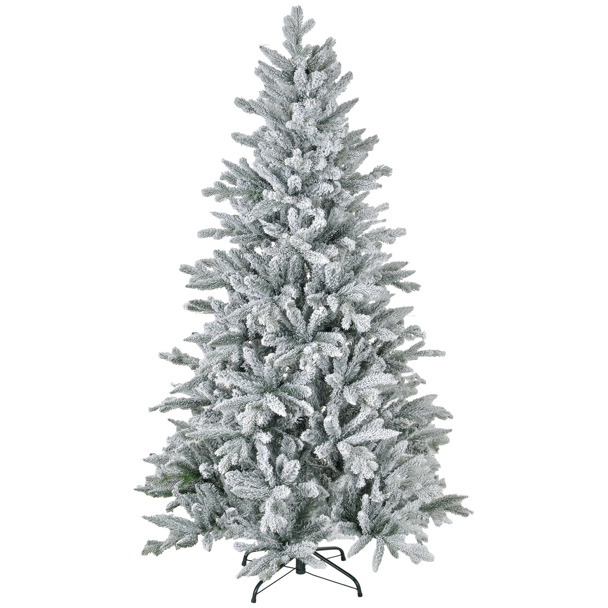 6ft Artificial Flocked Christmas Tree with Snow Tips, Easy Assembly, Hinged Xmas Tree for Home Office Holiday