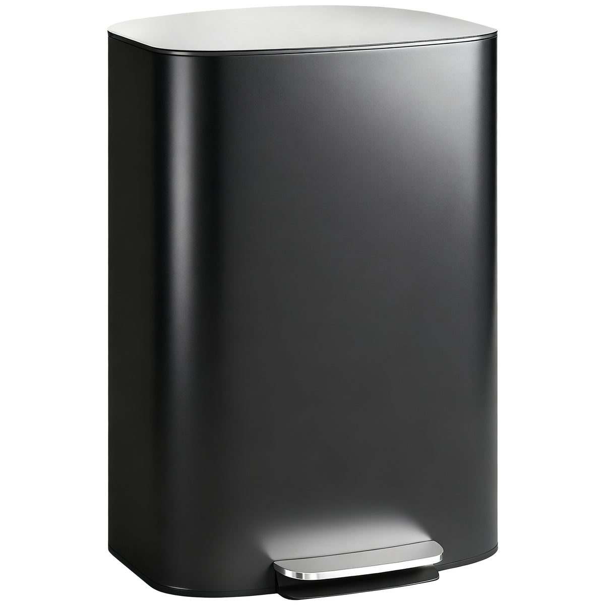 13.2-Gallon Garbage Can, Fingerprint-proof Kitchen Trash Can with Soft-close Lid, Foot Pedal and Stainless Steel Lid, Modern Garbage Bin for Living Room, Home Office, Black