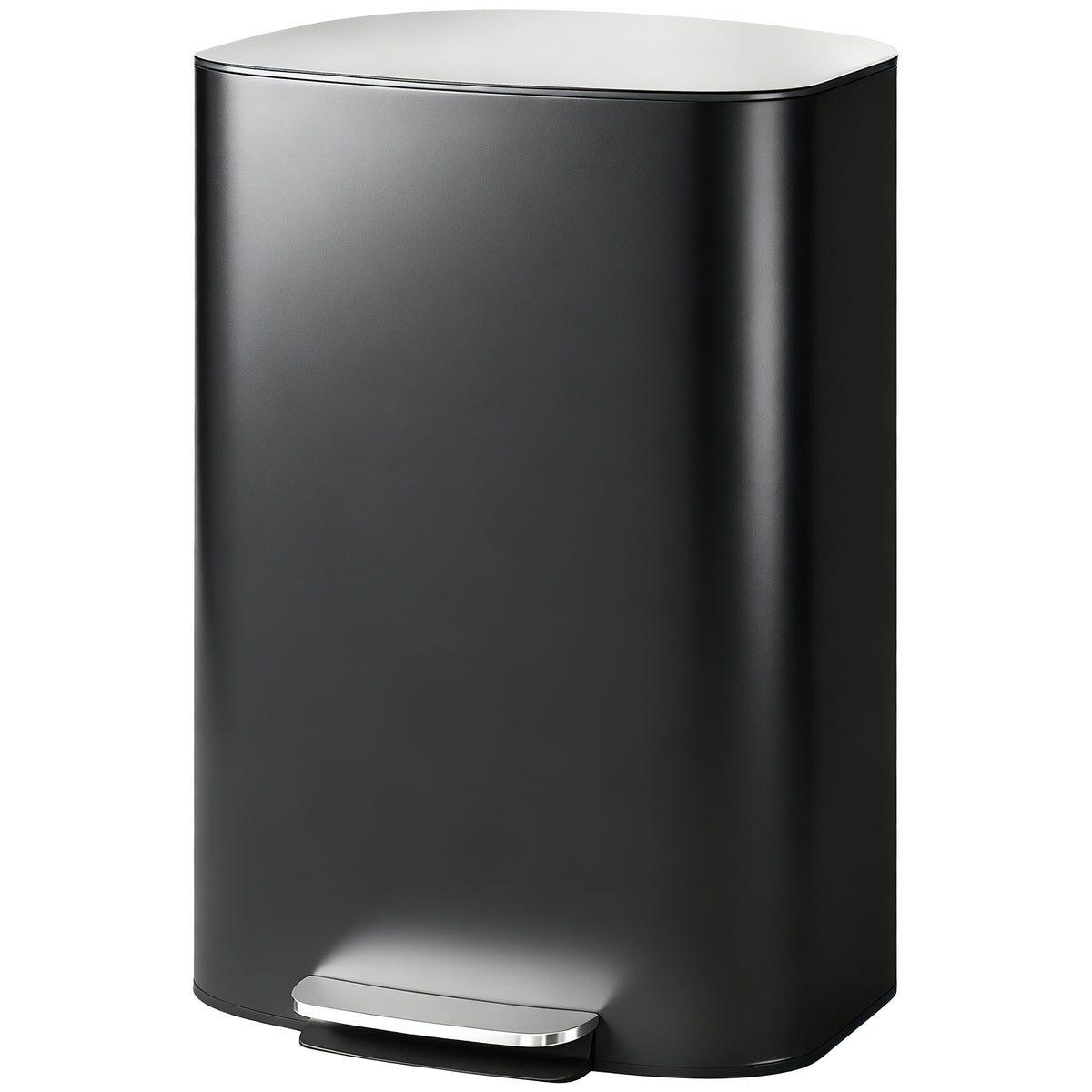 13.2-Gallon Garbage Can, Fingerprint-proof Kitchen Trash Can with Soft-close Lid, Foot Pedal and Stainless Steel Lid, Modern Garbage Bin for Living Room, Home Office, Black