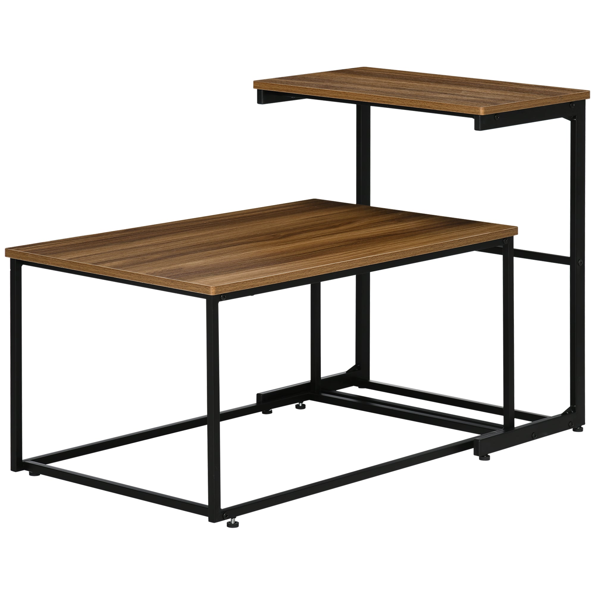 Industrial Style Nesting Tables Set of 2 with Metal Frame for Living Room