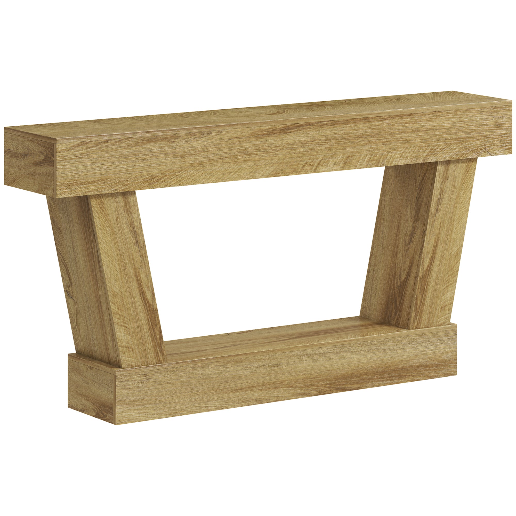 63 Inch Vintage Entryway Table, Narrow Console Tables For Entryway, Sofa Table Behind Couch with Open Shelf, for Living Room, Hallway, Oak
