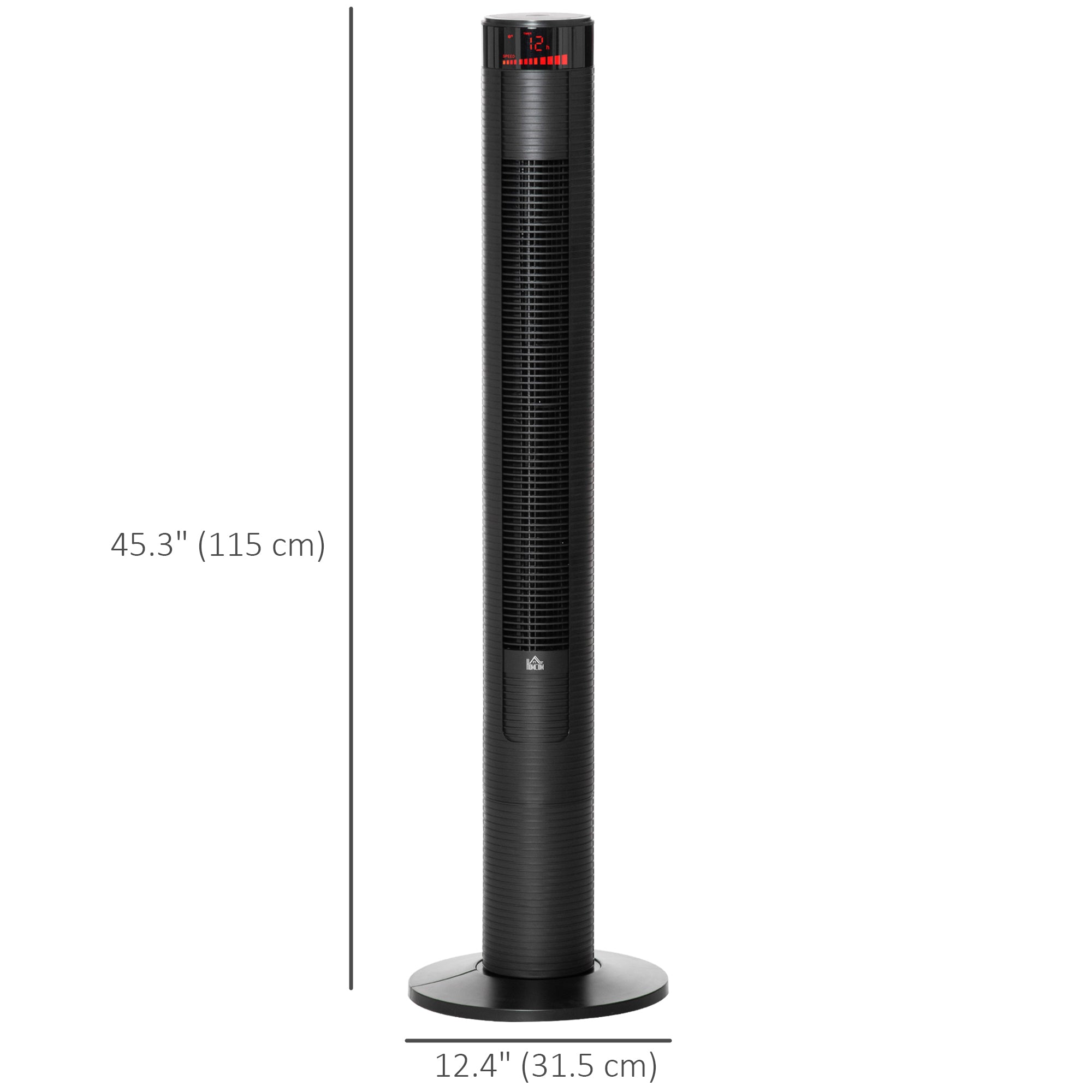 Freestanding Tower Fan Cooling for Home Bedroom with 3 Speed, 12h Timer, Oscillating, LED Panel, Remote Controller, Black