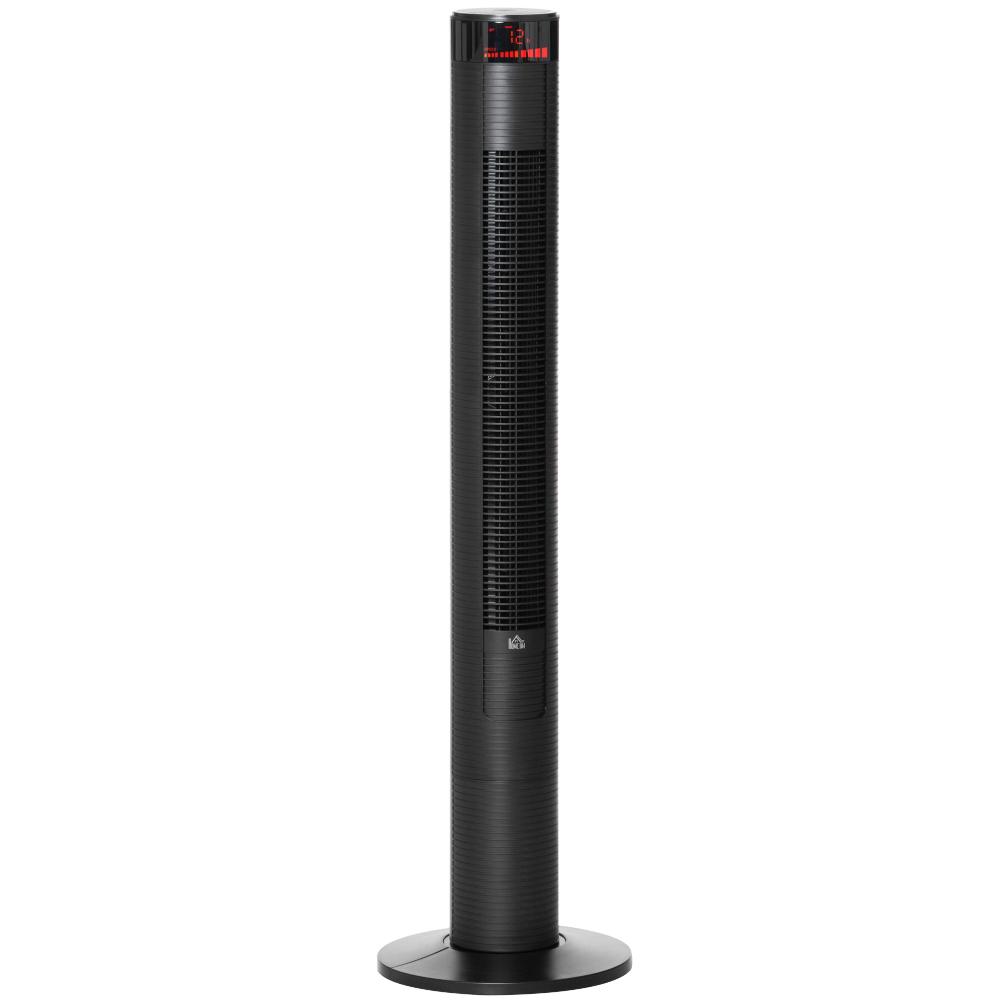 Freestanding Tower Fan Cooling for Home Bedroom with 3 Speed, 12h Timer, Oscillating, LED Panel, Remote Controller, Black