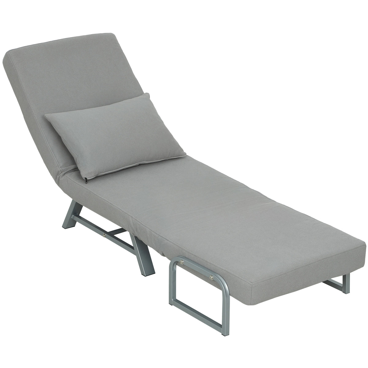 Single Sofa Bed, 3-in-1 Convertible Folding Chair Bed with Adjustable Backrest, Removable Armrests, Steel Legs, Linen Sleeper Chair for Living Room, Bedroom, Small Space, Light Grey