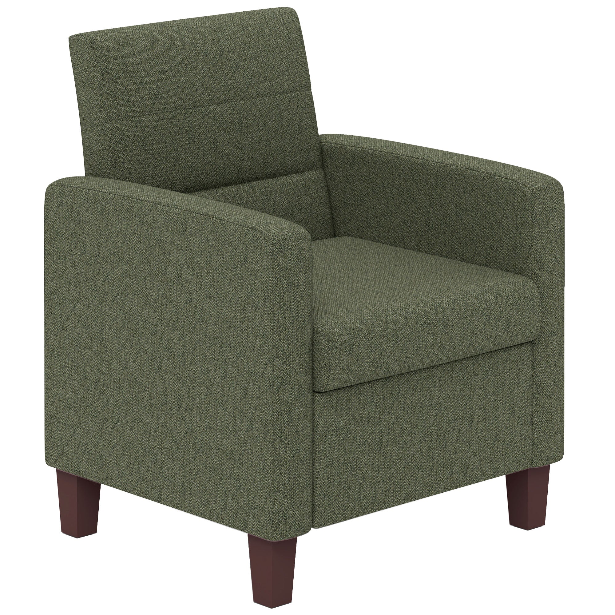 HOMCOM Modern Armchair, Fabric Accent Chair with Seat Cushion and Non-Slip Pads for Living Room, Bedroom, Dark Green