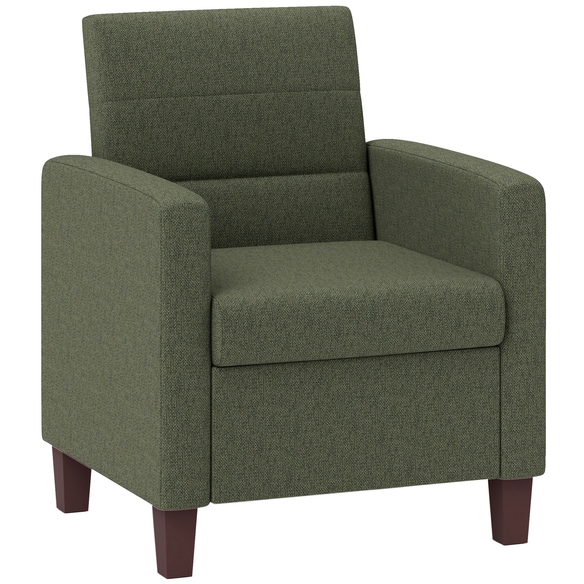 HOMCOM Modern Armchair, Fabric Accent Chair with Seat Cushion and Non-Slip Pads for Living Room, Bedroom, Dark Green