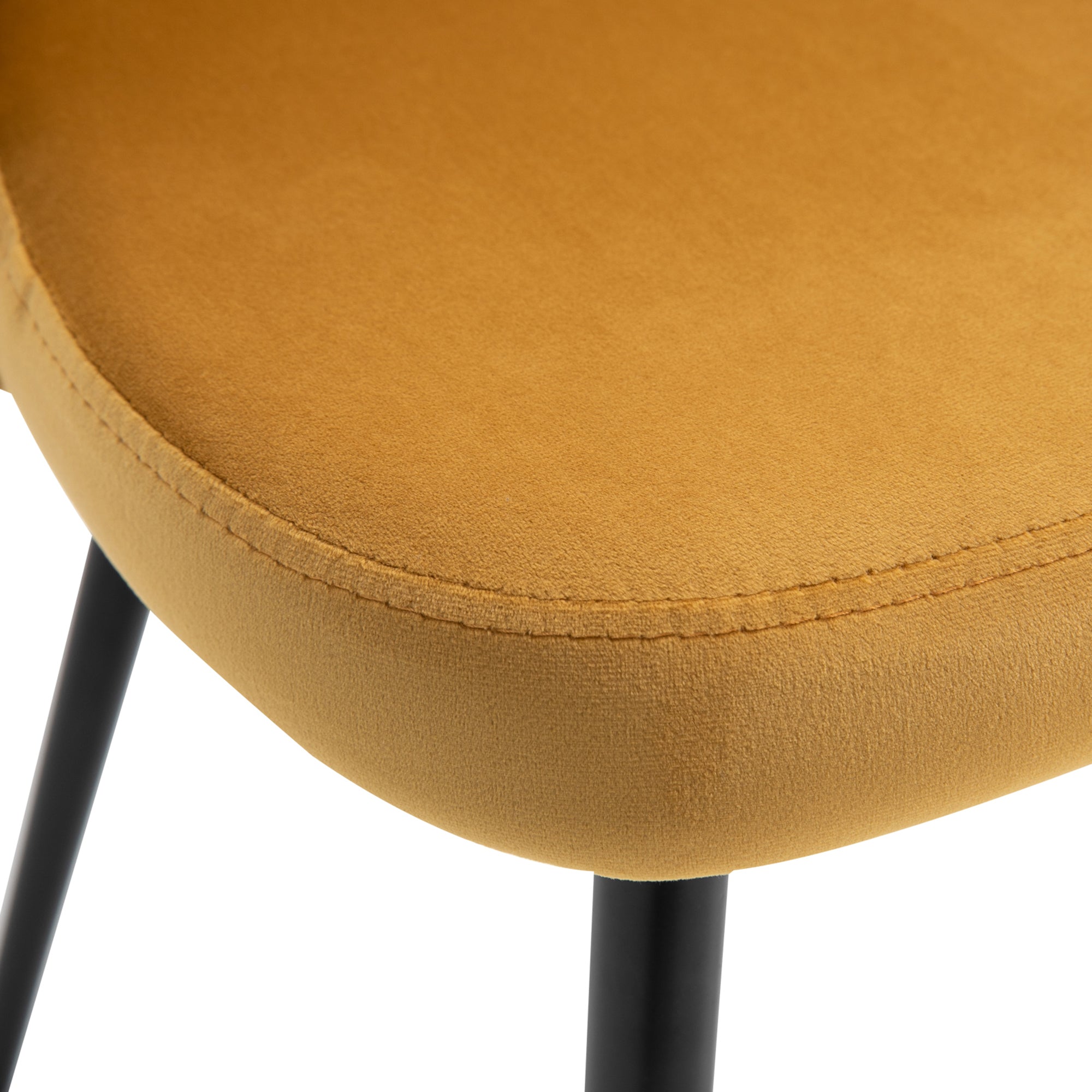 HOMCOM Modern Dining Chairs Set of 2, Mid-Back Velvet Upholstered Kitchen Chairs, Side Chair for Living Room, Dining Room, Yellow