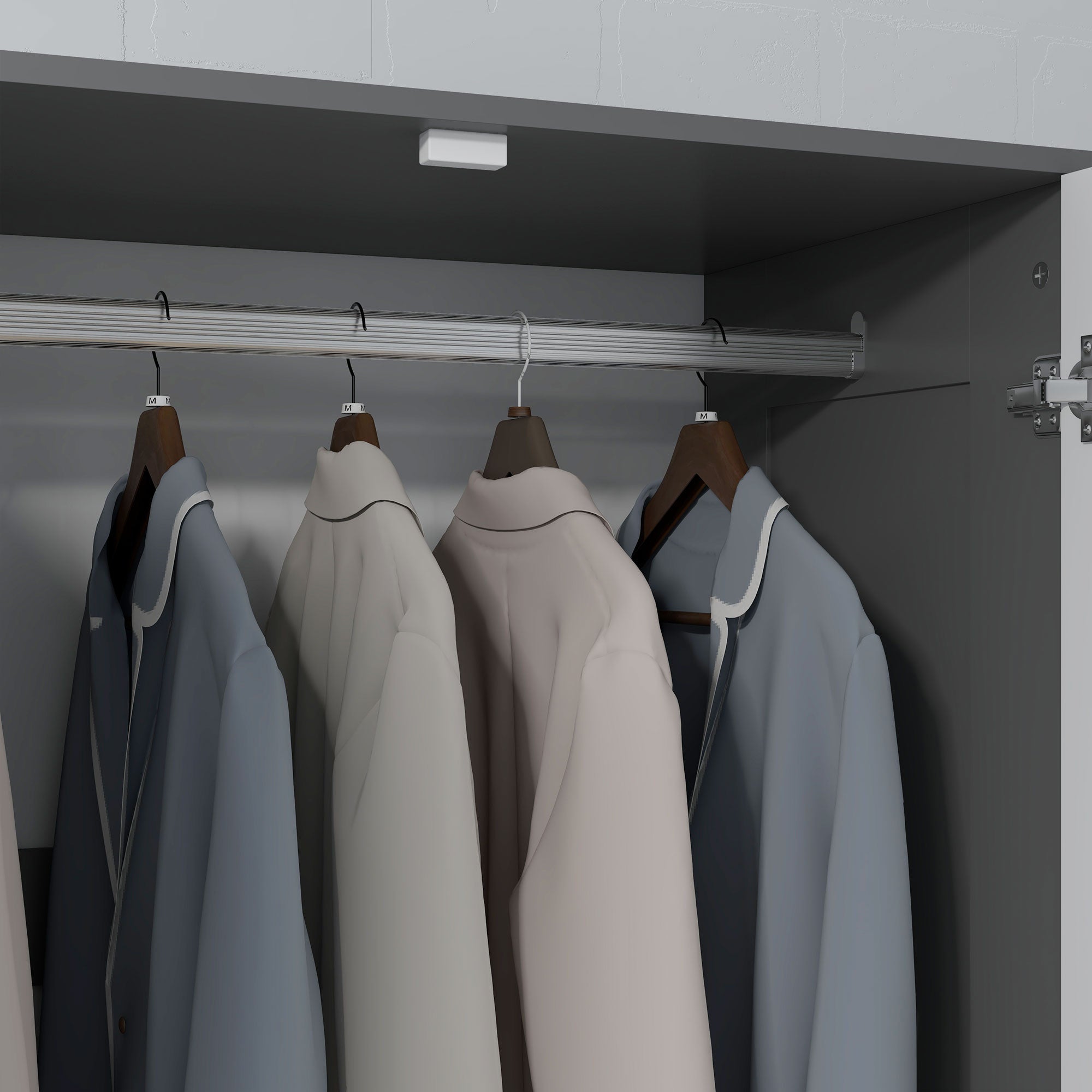 HOMCOM 3 Drawer 2 Door Wardrobe, Modern Clothes Storage Cupboard Unit with Hanging Rod, Bedroom Wardrobe with Soft Closing Hinge, 50D x 80W x 180H,Grey