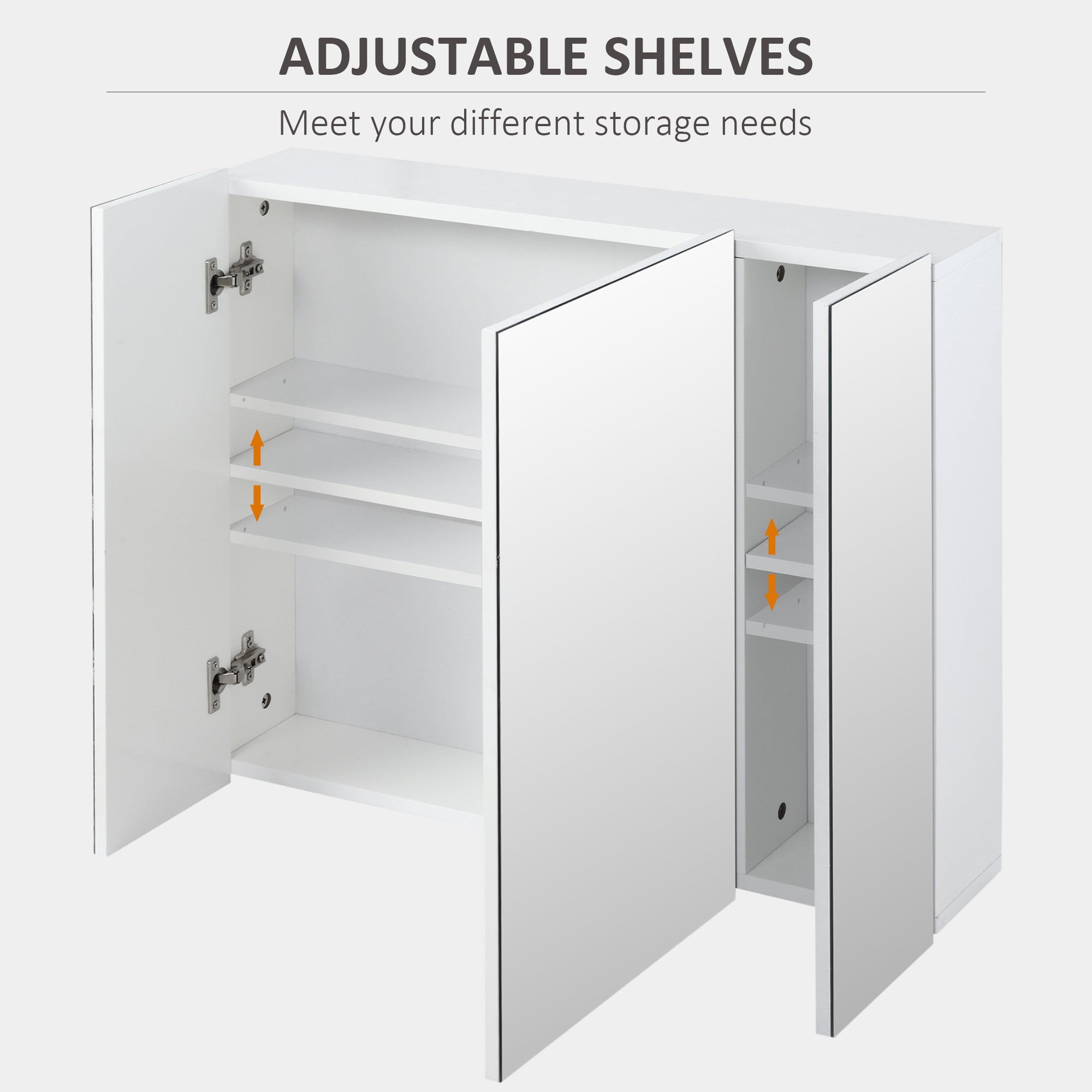 kleankin 28" x 24" Medicine Cabinet, Wall Mounted Bathroom Mirror Cabinet with Mirrored Doors, Adjustable Shelves and Soft Close Mechanism, White