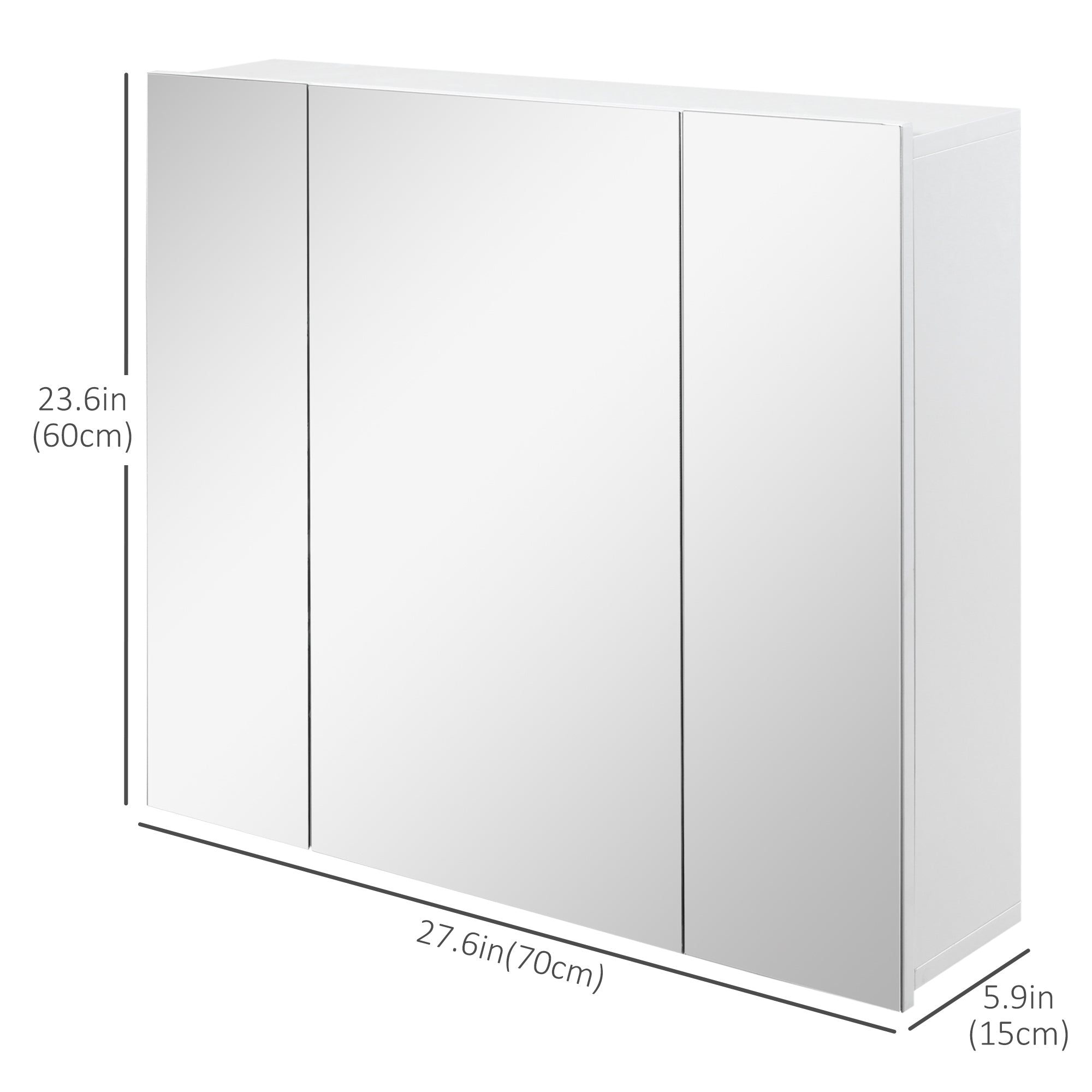 kleankin 28" x 24" Medicine Cabinet, Wall Mounted Bathroom Mirror Cabinet with Mirrored Doors, Adjustable Shelves and Soft Close Mechanism, White