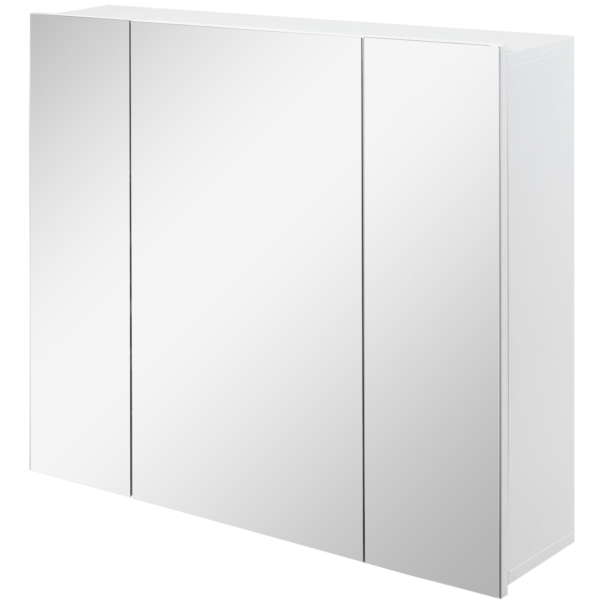 kleankin 28" x 24" Medicine Cabinet, Wall Mounted Bathroom Mirror Cabinet with Mirrored Doors, Adjustable Shelves and Soft Close Mechanism, White