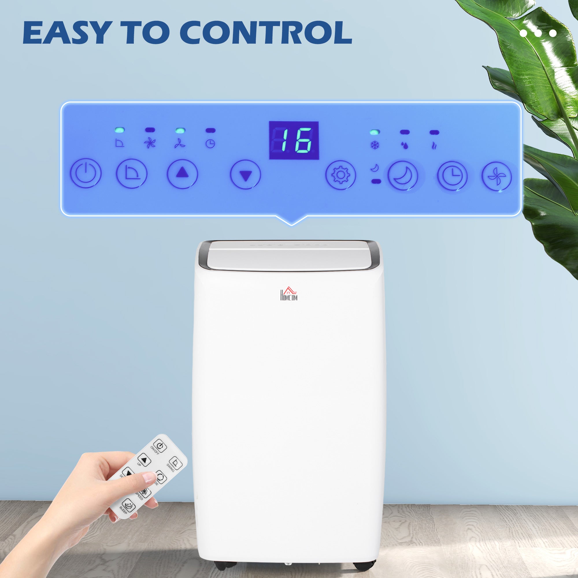 HOMCOM 12000 BTU Air Conditioning Unit, 3-in-1 Portable Air Conditioner, Dehumidifier, Cooling Fan with 24H Timer On/off, 2 Speeds, Remote Control, LED Display, 24H Timer, Window Venting Kit, 28m²