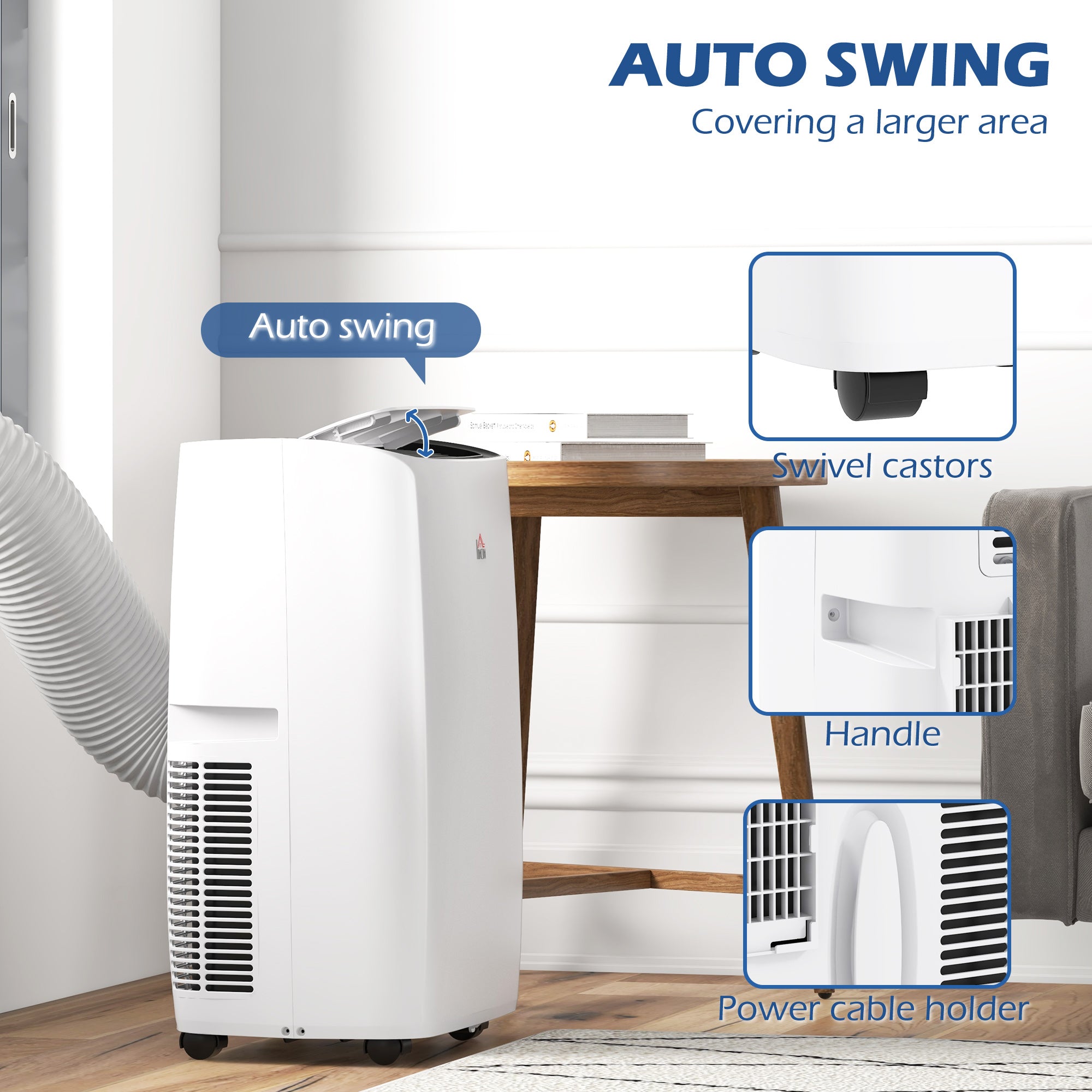 HOMCOM 12000 BTU Air Conditioning Unit, 3-in-1 Portable Air Conditioner, Dehumidifier, Cooling Fan with 24H Timer On/off, 2 Speeds, Remote Control, LED Display, 24H Timer, Window Venting Kit, 28m²