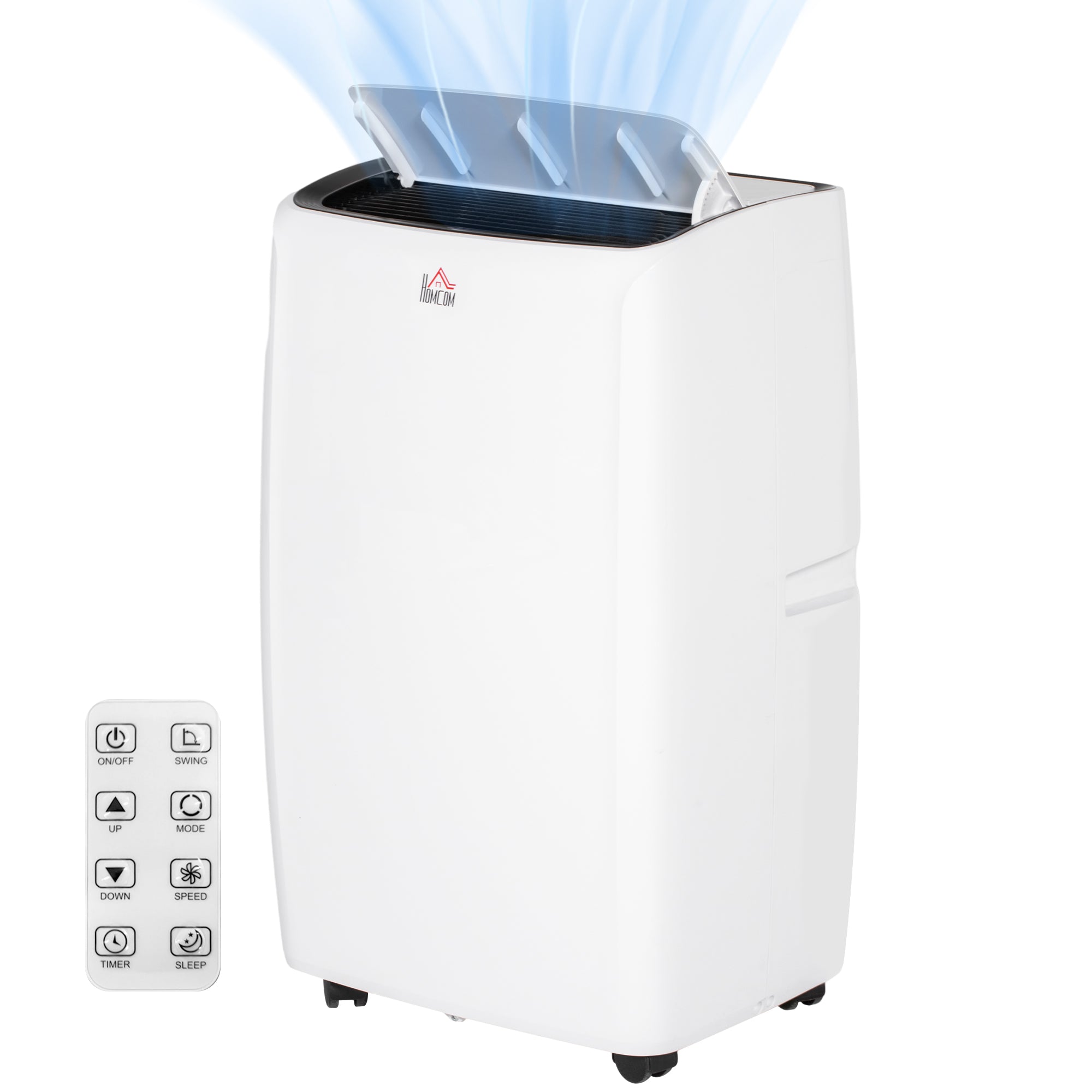 HOMCOM 12000 BTU Air Conditioning Unit, 3-in-1 Portable Air Conditioner, Dehumidifier, Cooling Fan with 24H Timer On/off, 2 Speeds, Remote Control, LED Display, 24H Timer, Window Venting Kit, 28m²