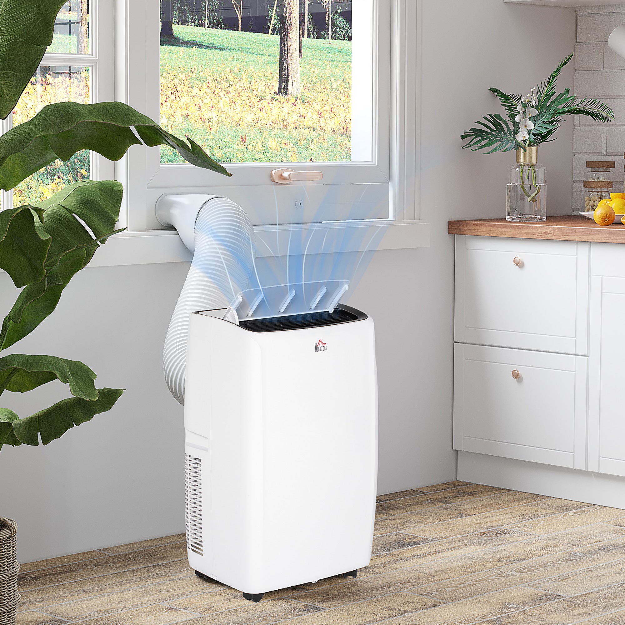 HOMCOM 12000 BTU Air Conditioning Unit, 3-in-1 Portable Air Conditioner, Dehumidifier, Cooling Fan with 24H Timer On/off, 2 Speeds, Remote Control, LED Display, 24H Timer, Window Venting Kit, 28m²