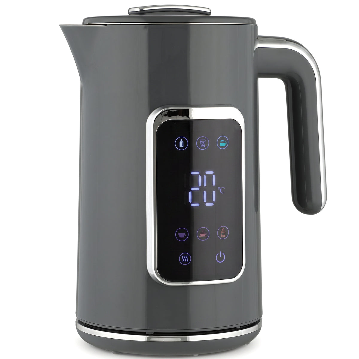 Electric Kettle, 1.7L Fast Boil 3000W Water Kettle with LED Display, Adjustable Temperature, Keep Warm Function, Auto Shut-off Boil-Dry Protection, Double-Wall, Grey