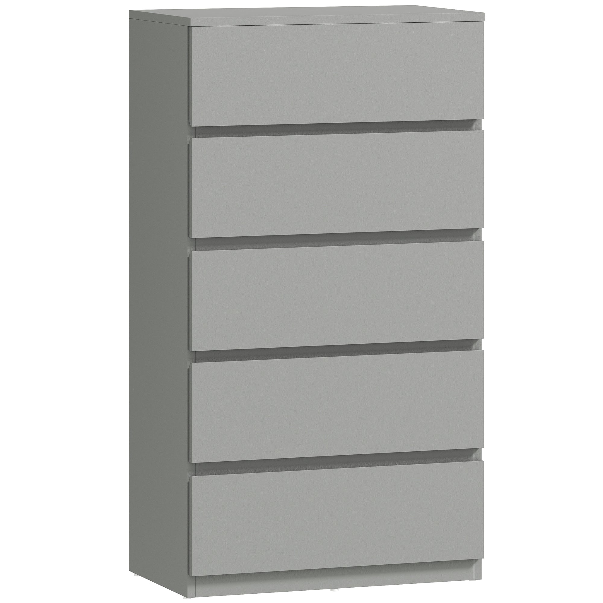 Chest of Drawers, 5 Drawers Storage Cabinet Floor Tower Cupboard for Bedroom Living Room, Grey