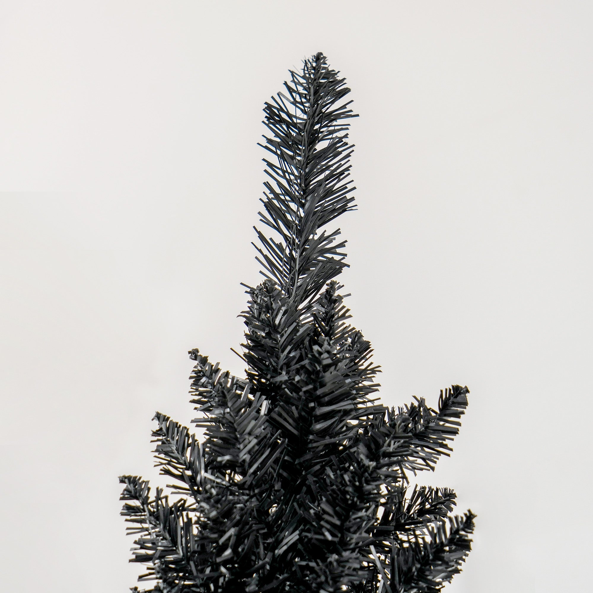 8ft Unlit Pencil Artificial Christmas Tree with Realistic Branches and 618 Tips Plastic Base Black