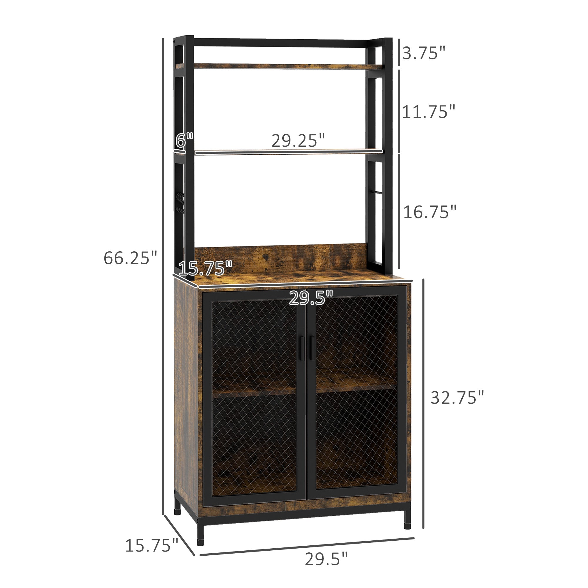 Industrial Baker's Rack Multi tier Microwave Stand Rustic Brown