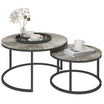 HOMCOM Nest of Tables, Round Coffee Table Set of 2, Coffee Tables with Steel Frame for Living Room, Cement Grey