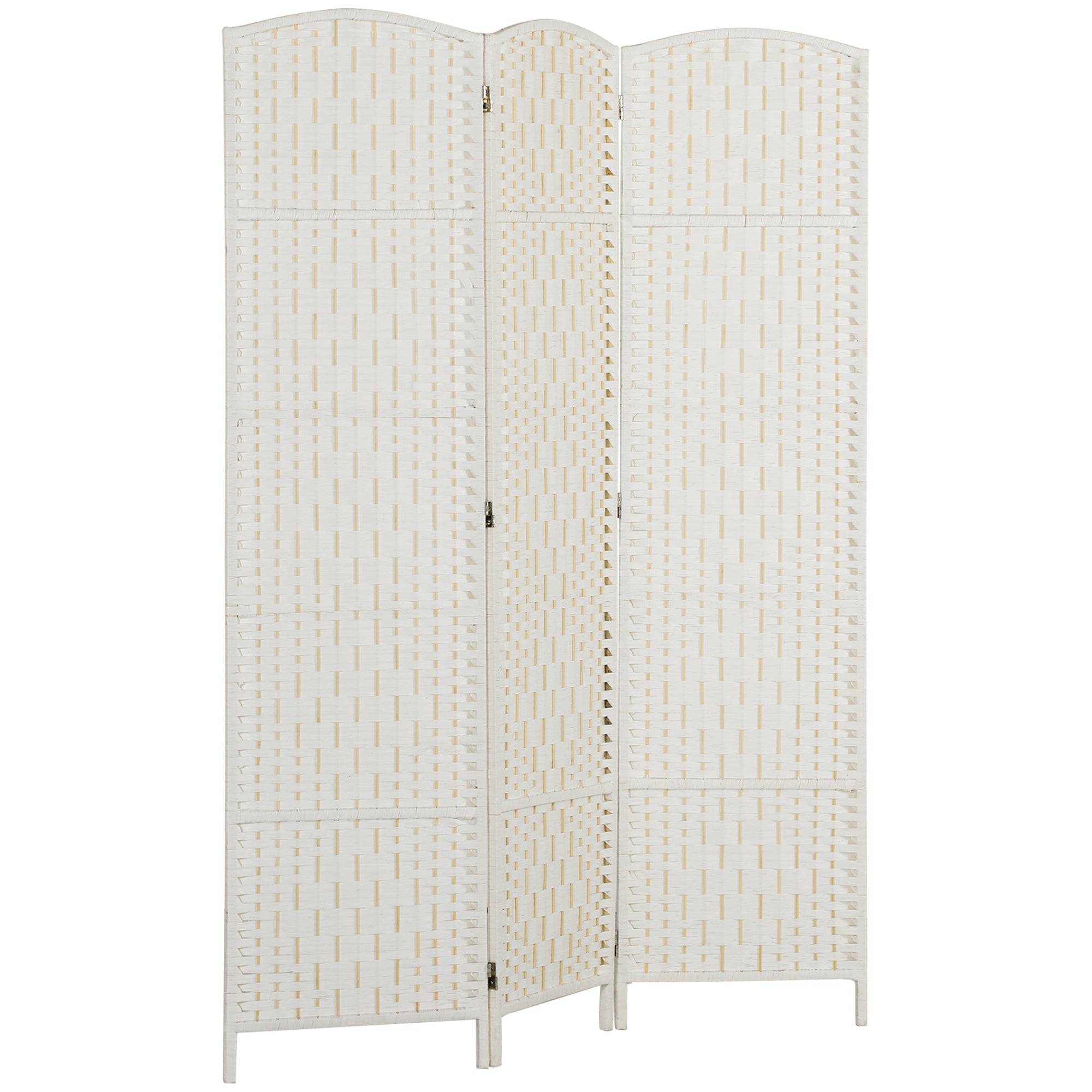 3 Panels Room Divider, 6 Ft Tall Indoor Portable Folding Privacy Screens, Hand-Woven Double Hinged Freestanding Partition Wall Divider for Home Office, Natural
