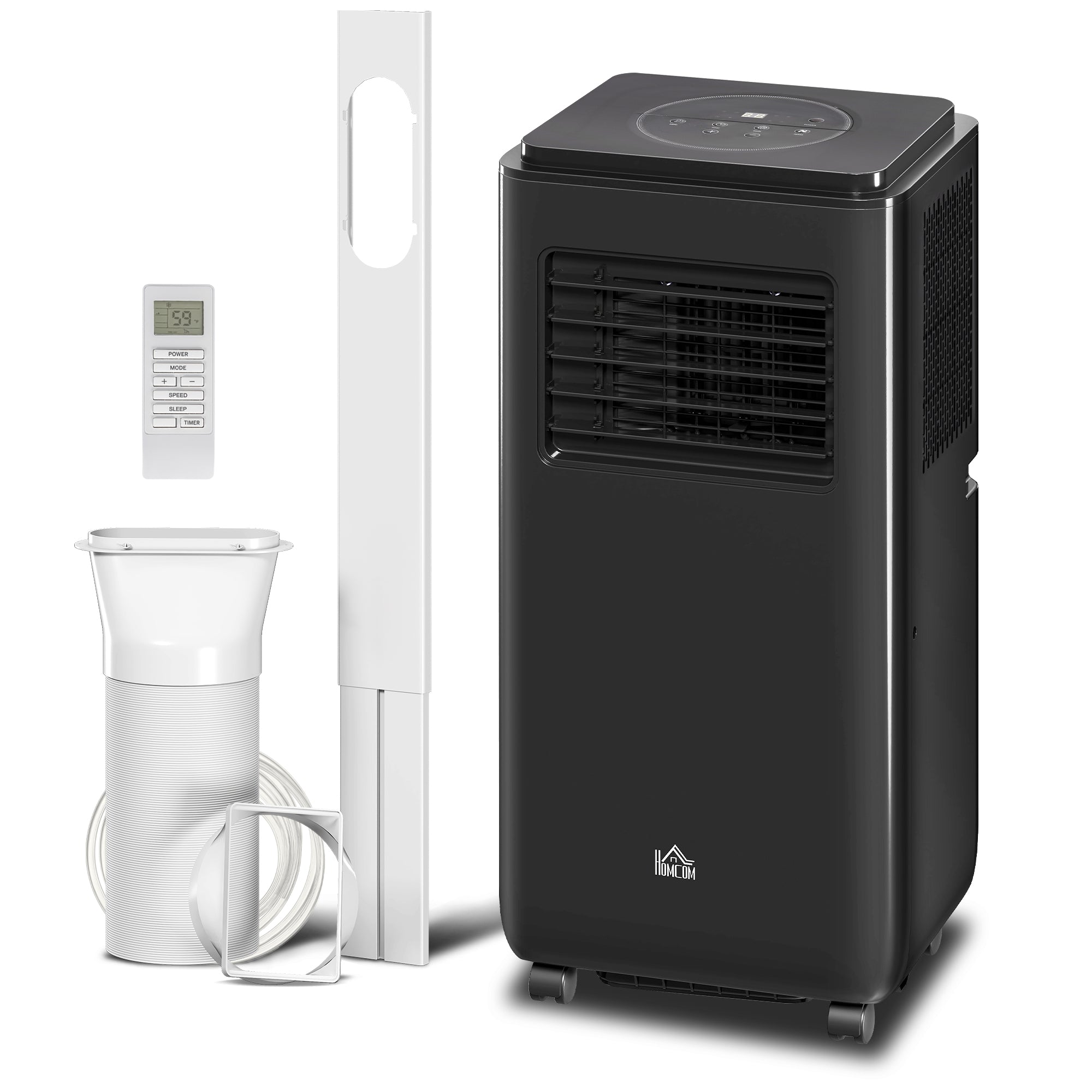 10000BTU Portable Air Conditioner for Rooms Up to 345 Sq.Ft., 3-in-1 AC Unit with Cooling Fan, Dehumidifier, Auto, Sleep & Remote, 24H Timer, Window Installation Kit, Black