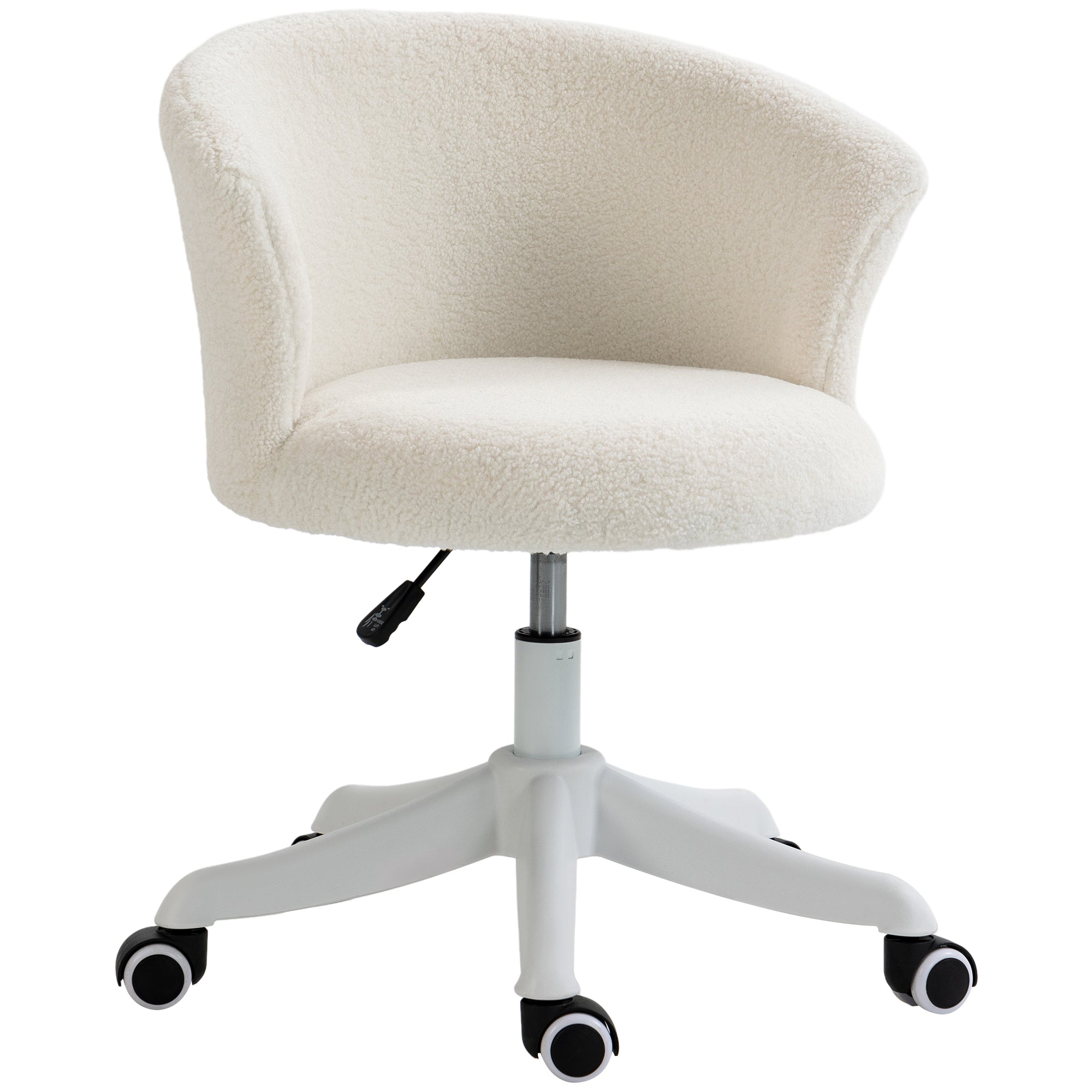 Vinsetto Armless Office Chair, Fluffy Computer Desk Chair with Adjustable Height, Swivel Wheels, Mid Back, White