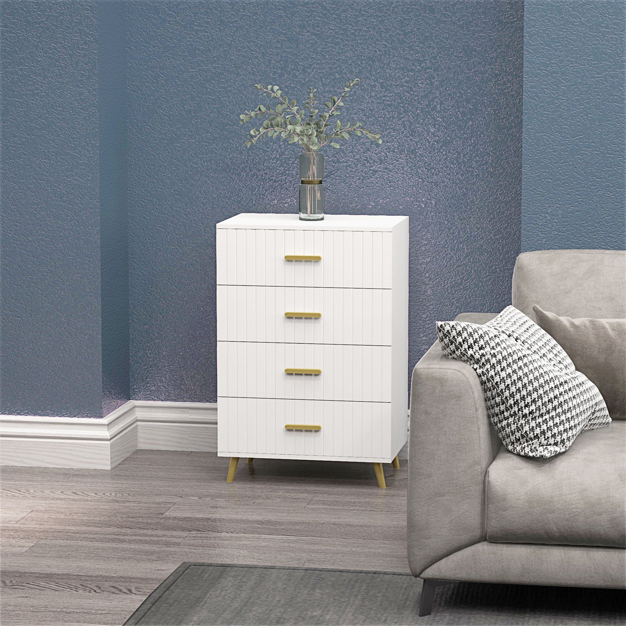 modern 4 drawer dresser white Bedroom Chest of Drawers, 4-Drawer Dresser - White