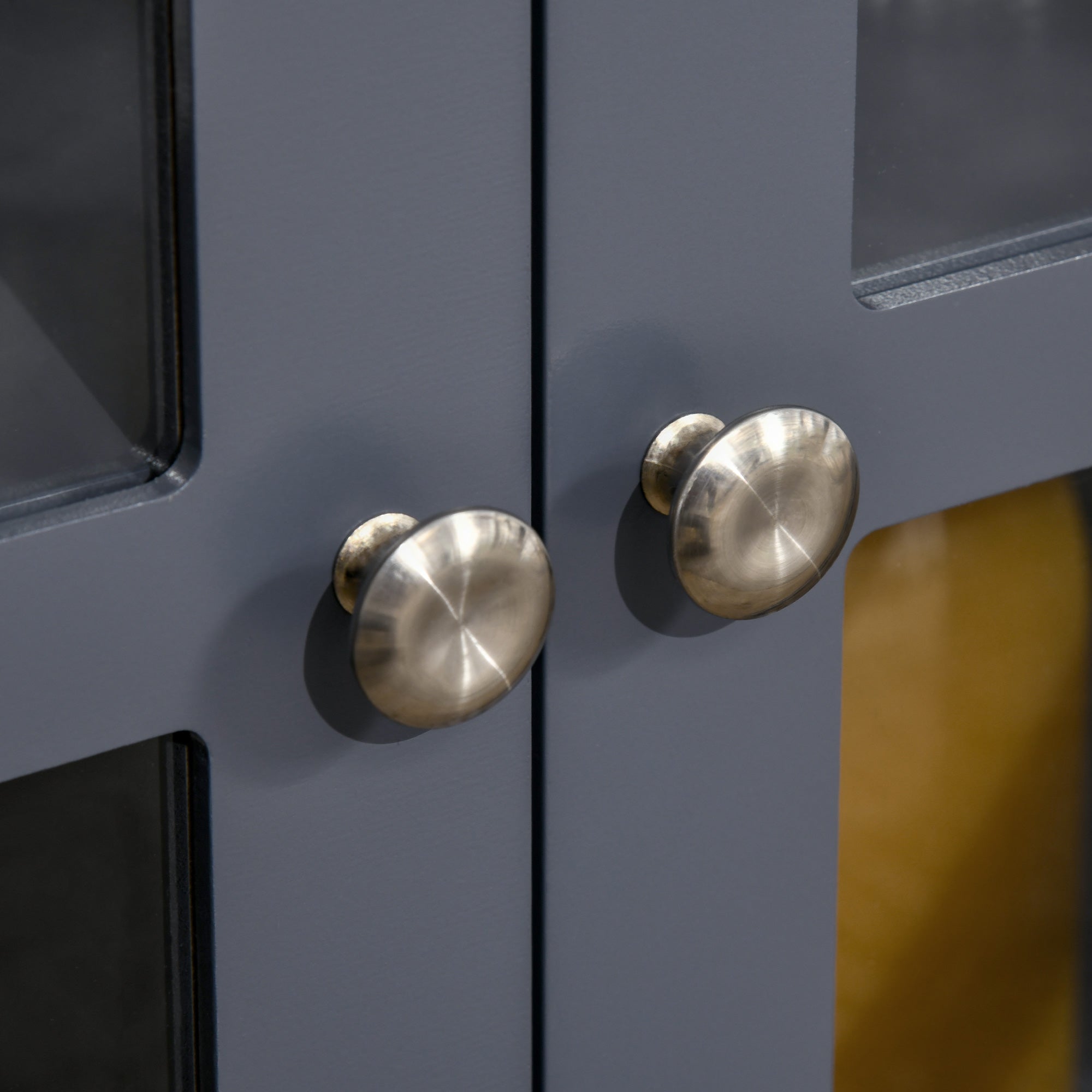 Sideboard Buffet Cabinet with 4 Tempered Glass Doors and Adjustable Storage Shelf Credenza Gray