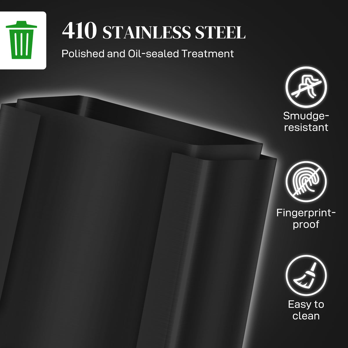 2 x 6.6 Gallon Dual Trash Can, Soft-Close Lid Stainless Steel Double Garbage Bin with Removable Inner Buckets and Handles for Kitchen, Office, Bathroom, Black