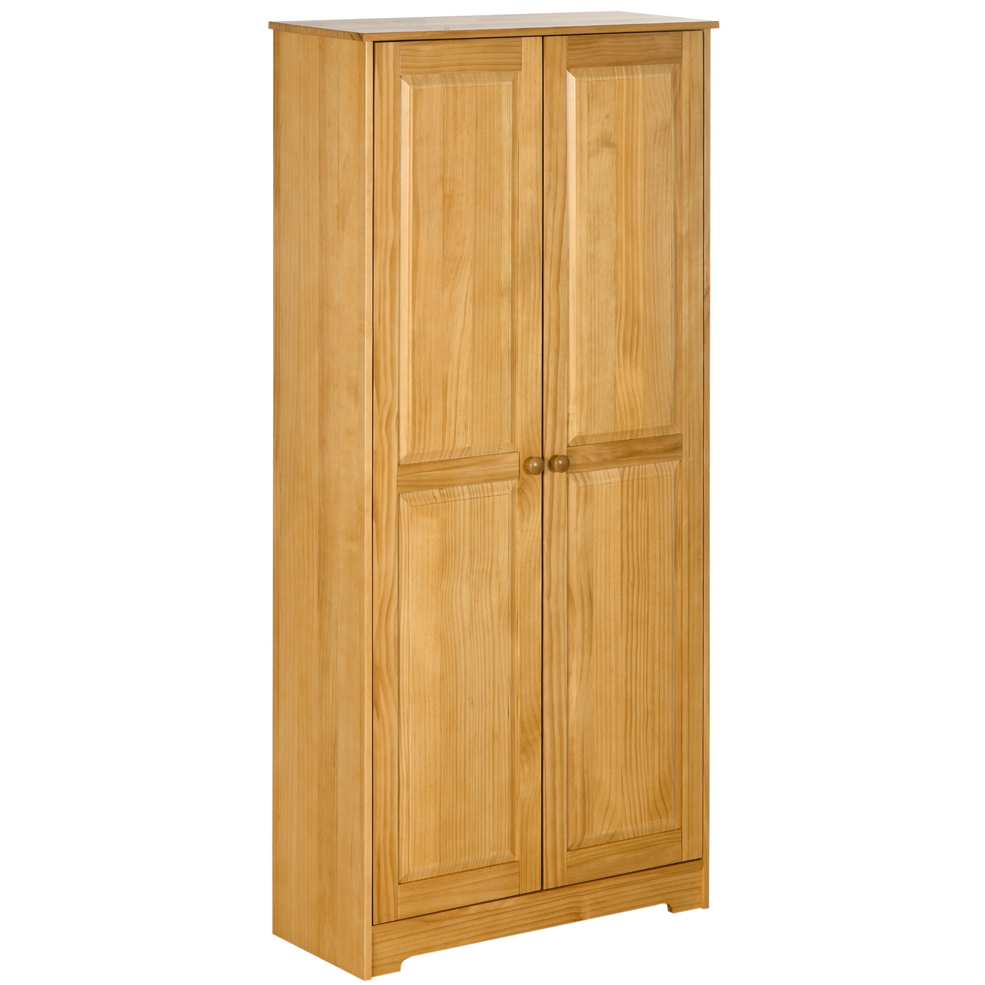 67" Pinewood Kitchen Pantry Storage Cabinet Freestanding Cabinets Brown