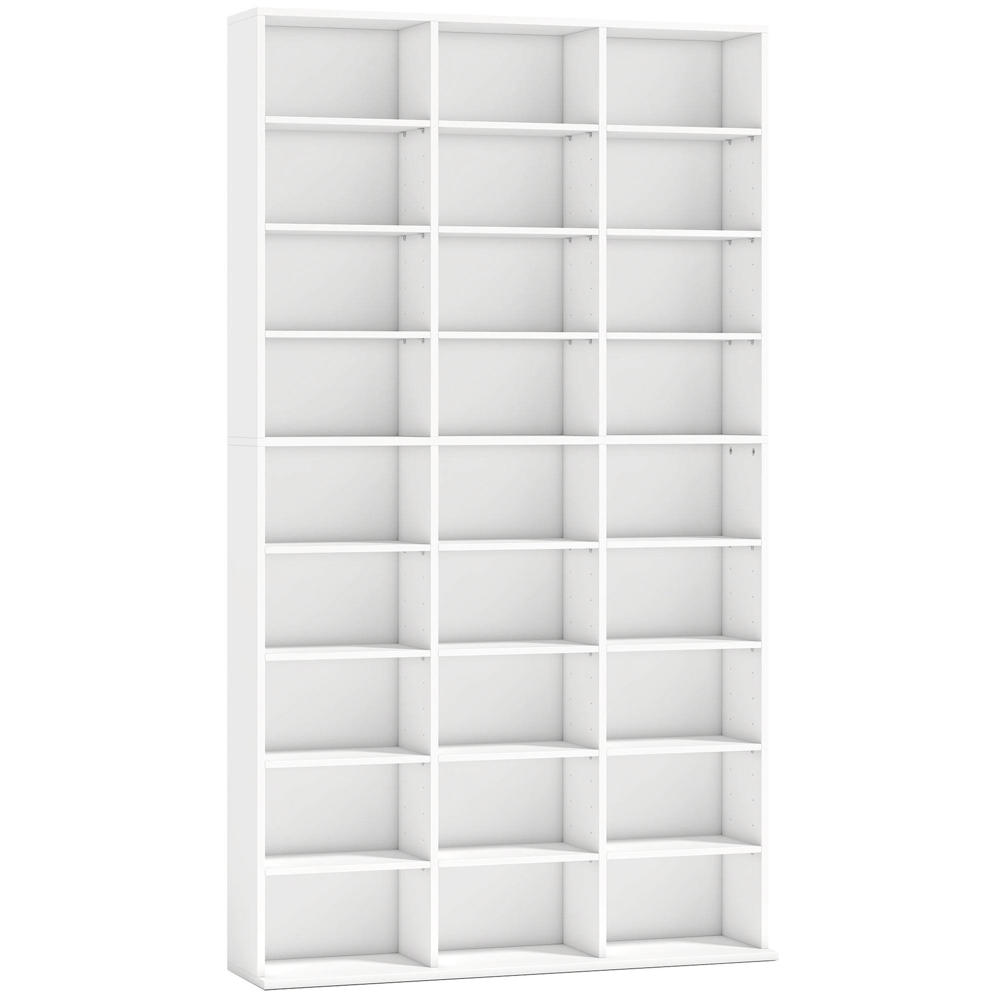 835 CD/500 DVD Storage Unit, Blu-ray Media Storage Shelf with 27 Compartments and 21 Adjustable Shelves, CD Tower for Living Room, Bedroom, Office, White