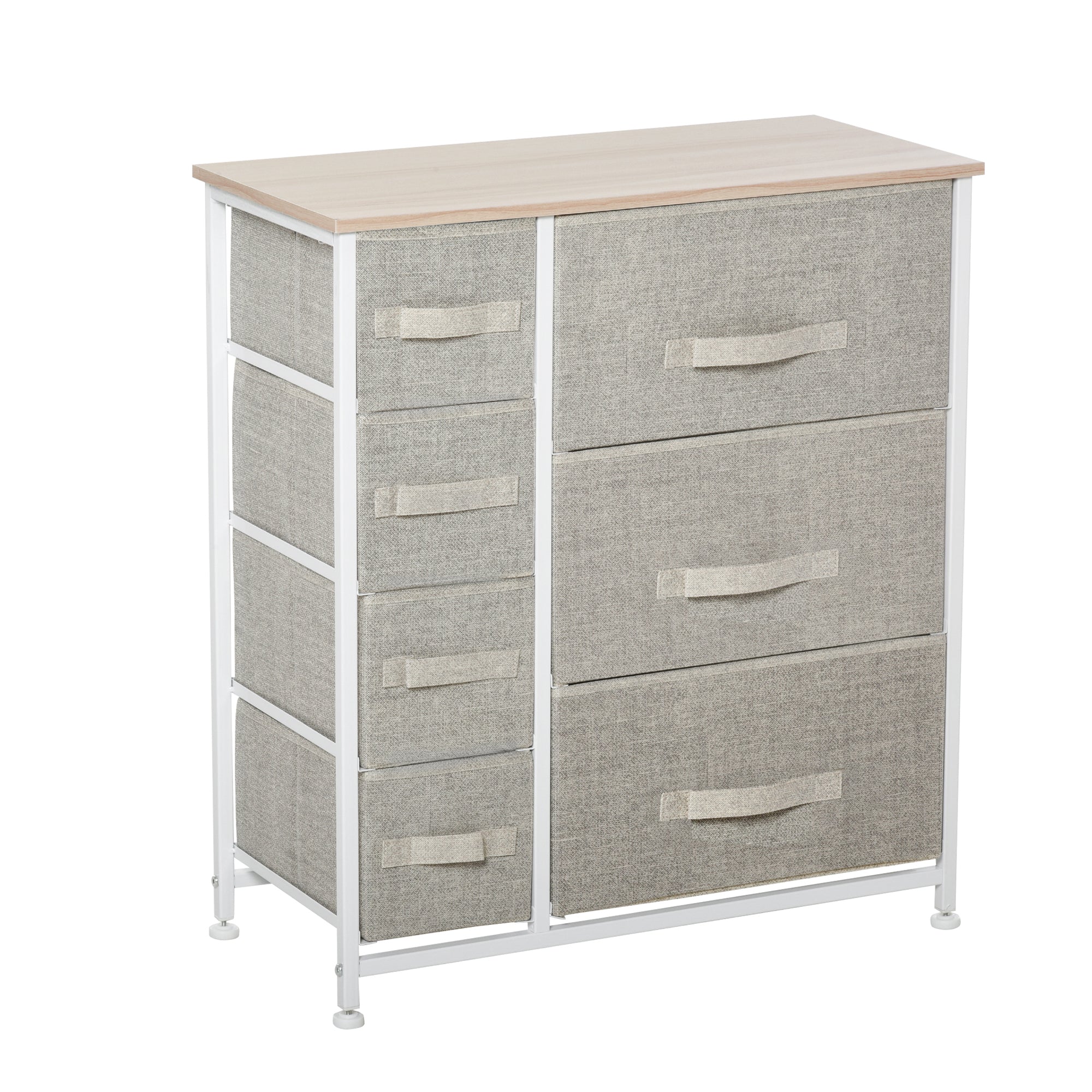 HOMCOM Dresser for Bedroom with 7 Drawers, Chest of Drawers with Metal Frame, Closet Fabric Dresser for Living Room, Entryway, Hallway, Light Grey