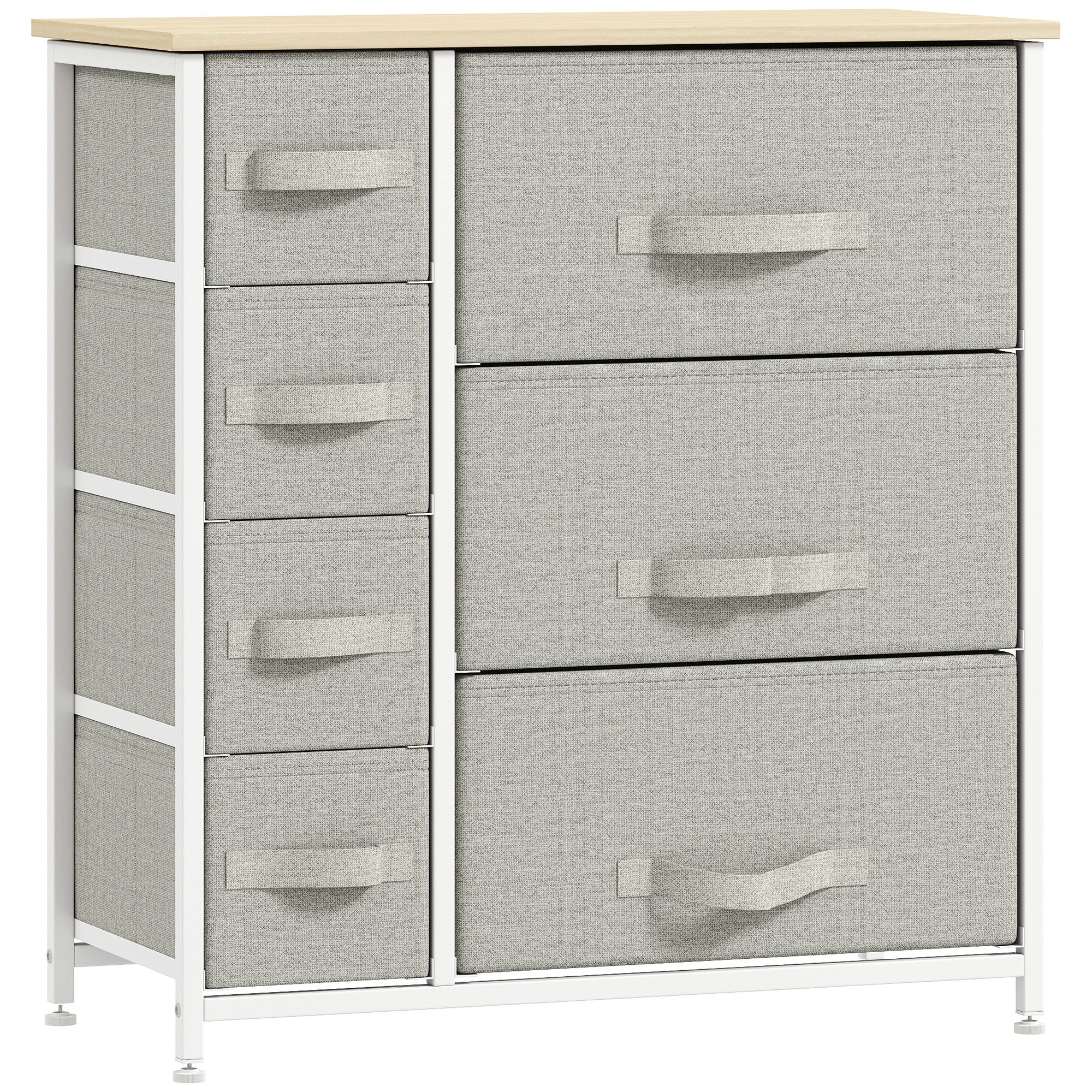 7-Drawer Dresser Storage Tower Cabinet Organizer Unit, Easy Pull Fabric Bins with Metal Frame for Bedroom, Closets, Light Gray
