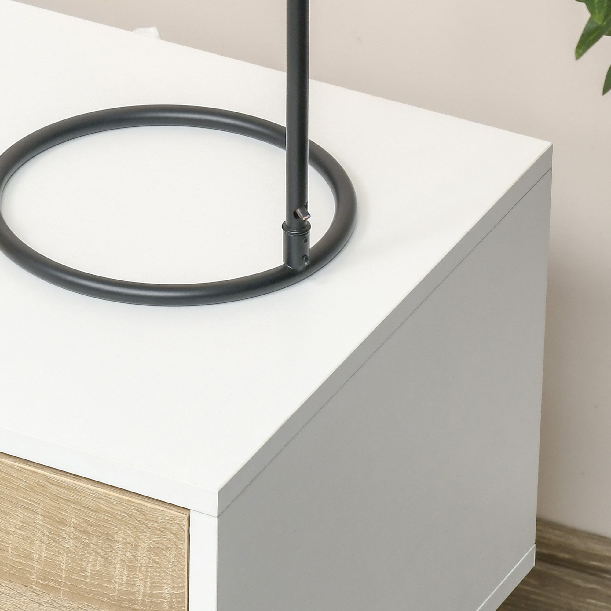 HOMCOM Set of 2 Bedside Table with Drawer and Shelf, Modern Nightstand, End Table for Bedroom, Living Room, White