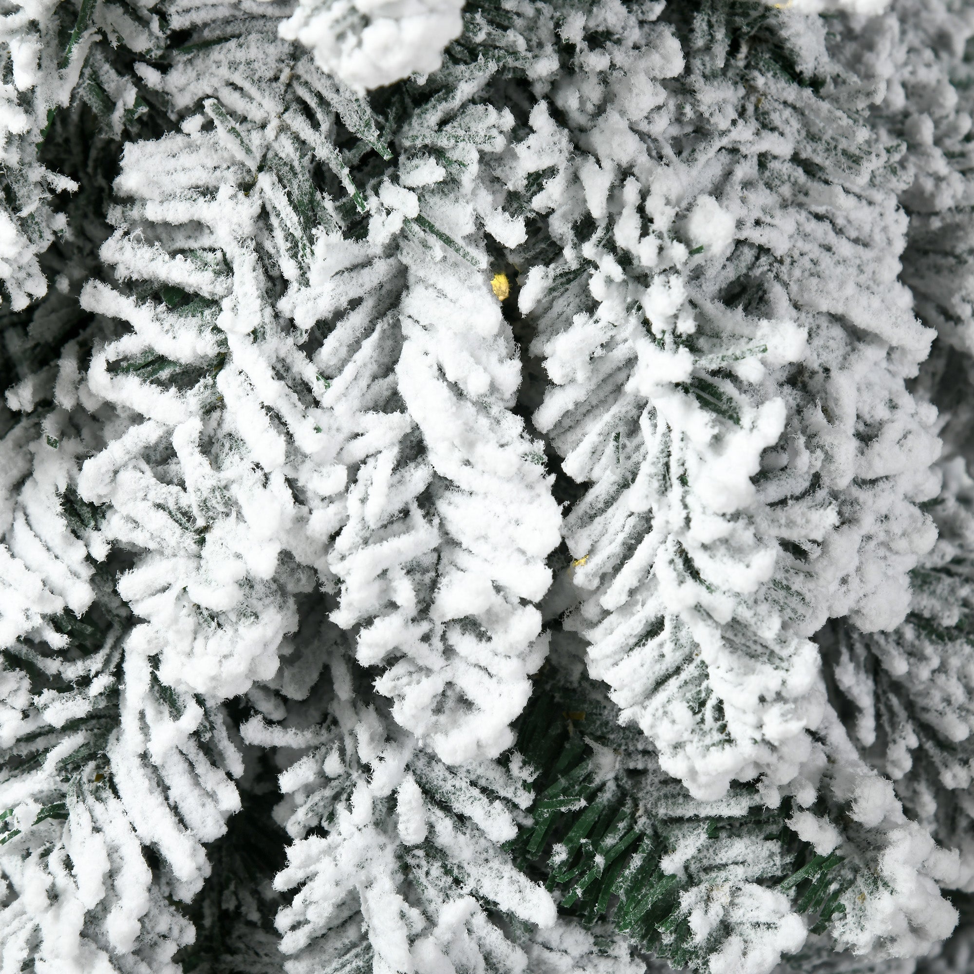 7ft Tall Prelit Pencil Artificial Christmas Tree Holiday Décor with 534 Snow Flocked Branches, 350 Warm White or Colorful LED Lights, Downswept Shape