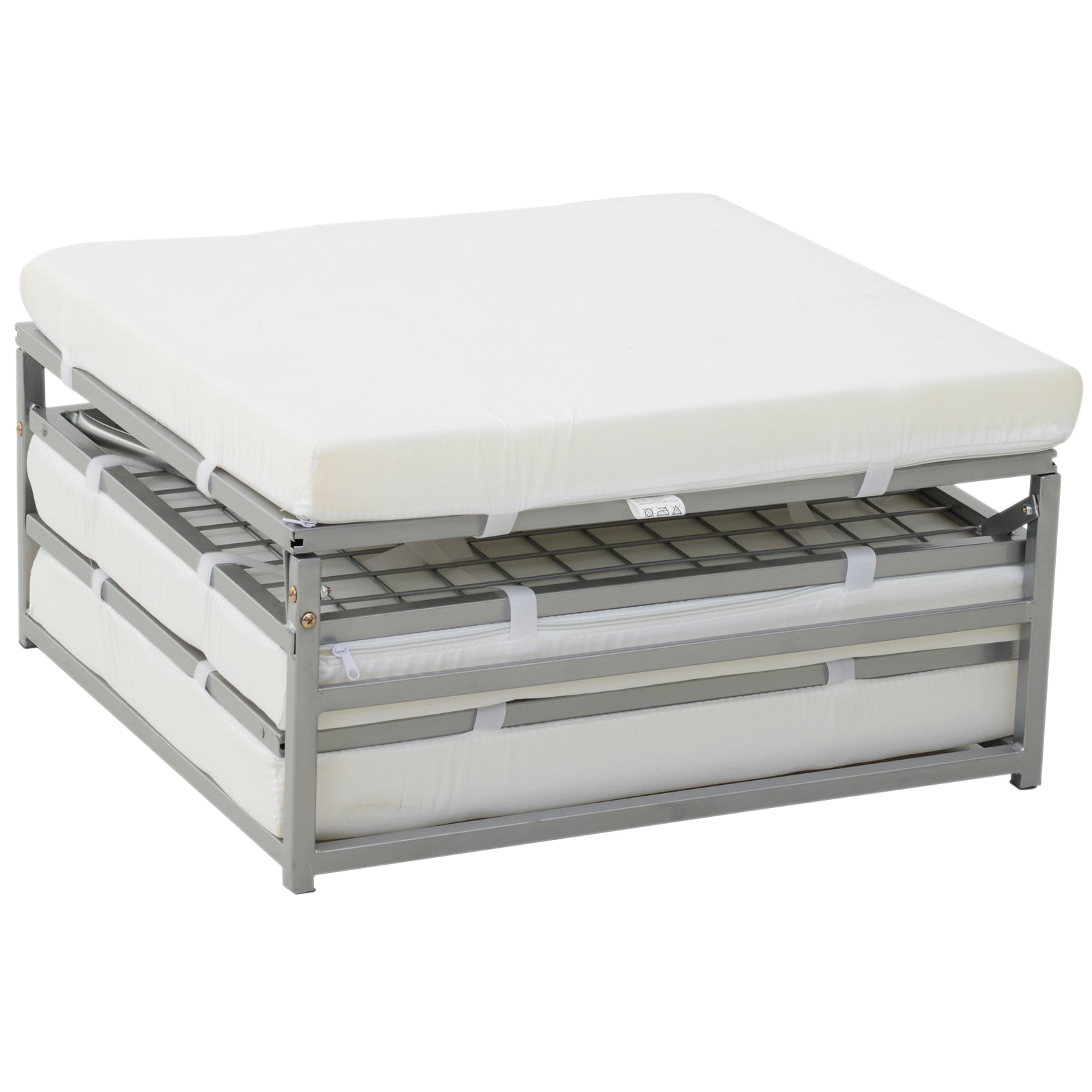 Convertible Ottoman Guest Sleeper Bed Gray