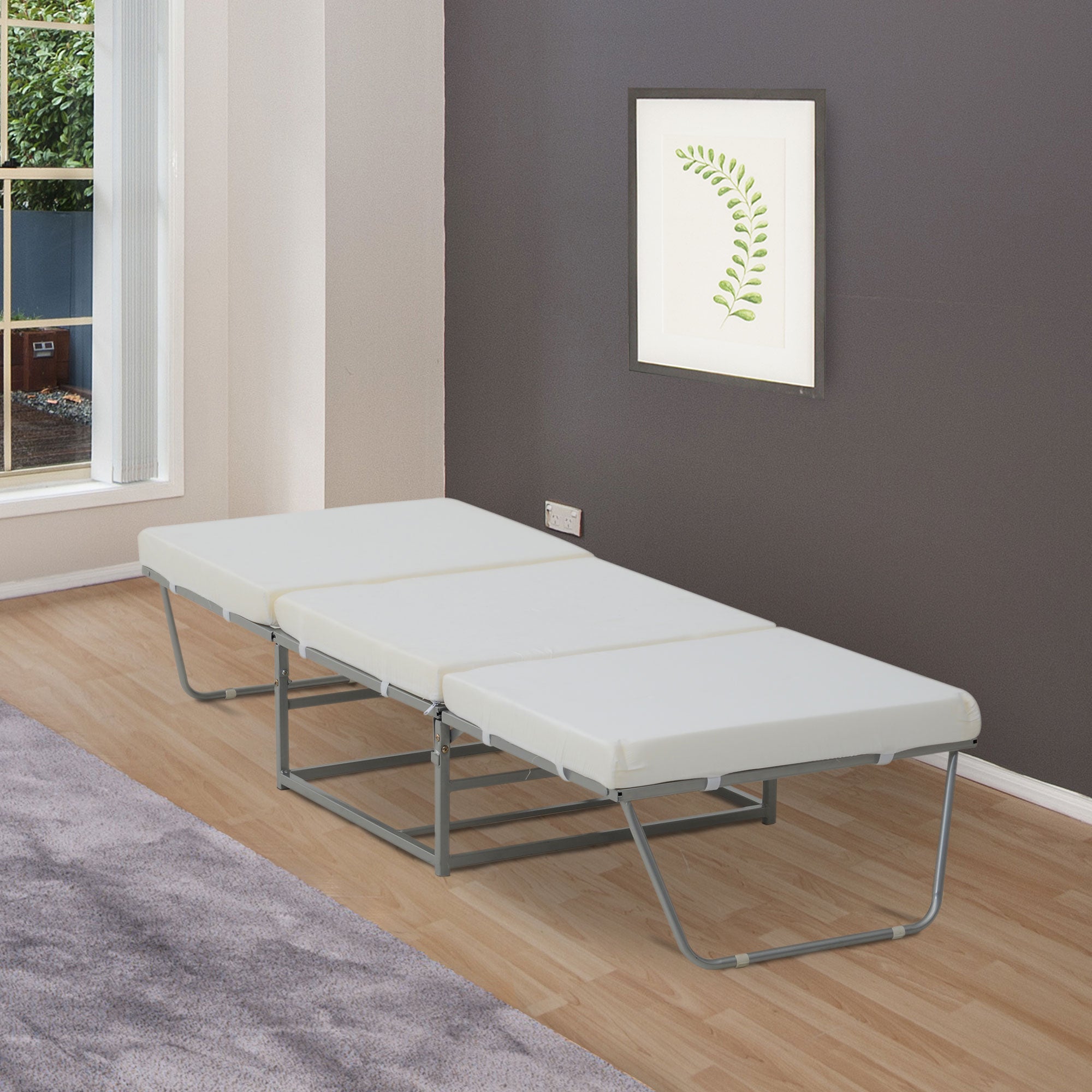 Convertible Ottoman Guest Sleeper Bed Gray