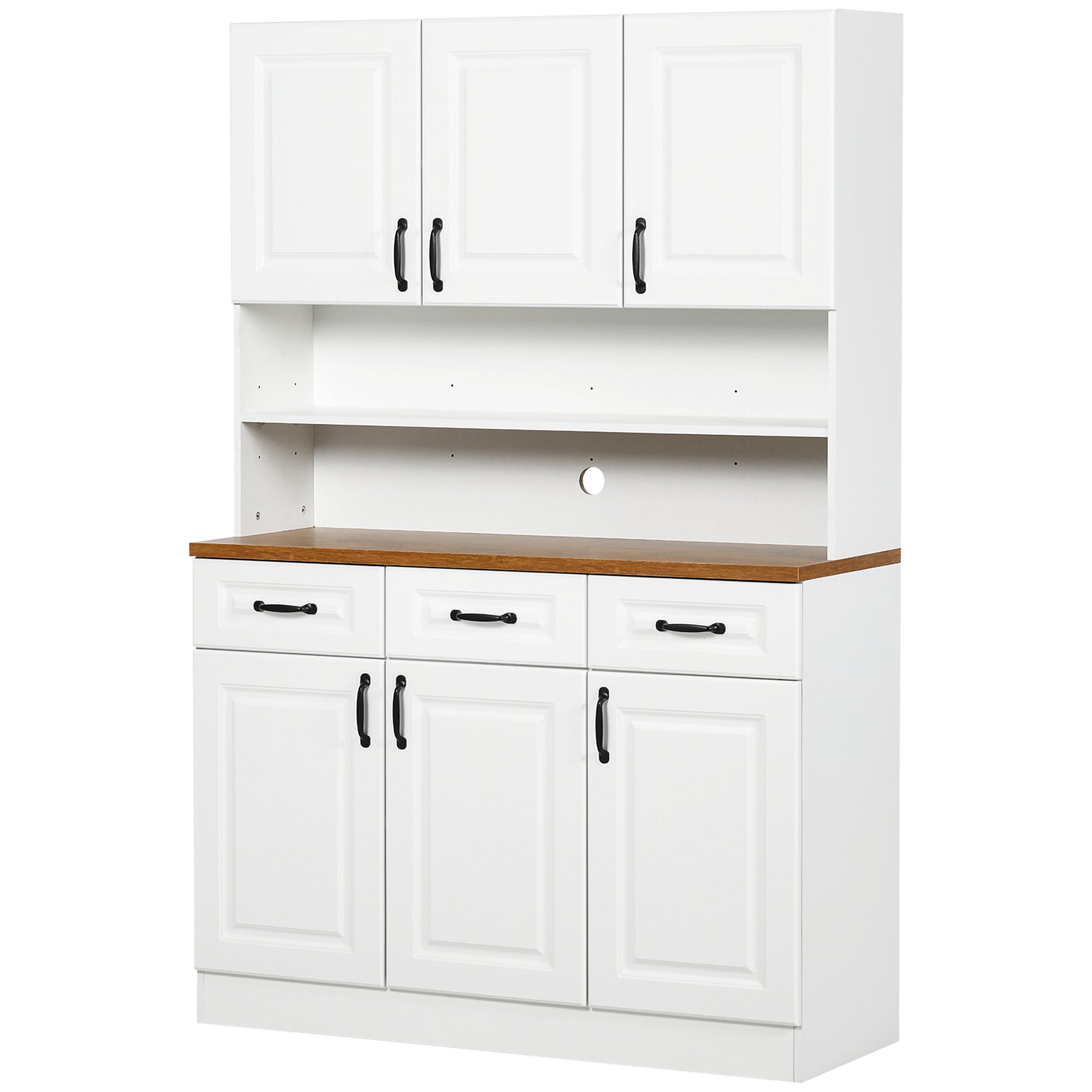 71" Freestanding Buffet with Hutch Farmhouse Storage Cabinet White