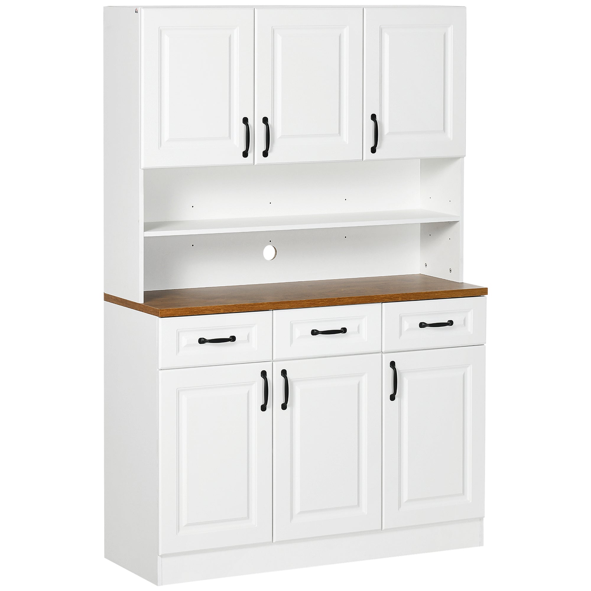 71" Freestanding Buffet with Hutch Farmhouse Storage Cabinet White