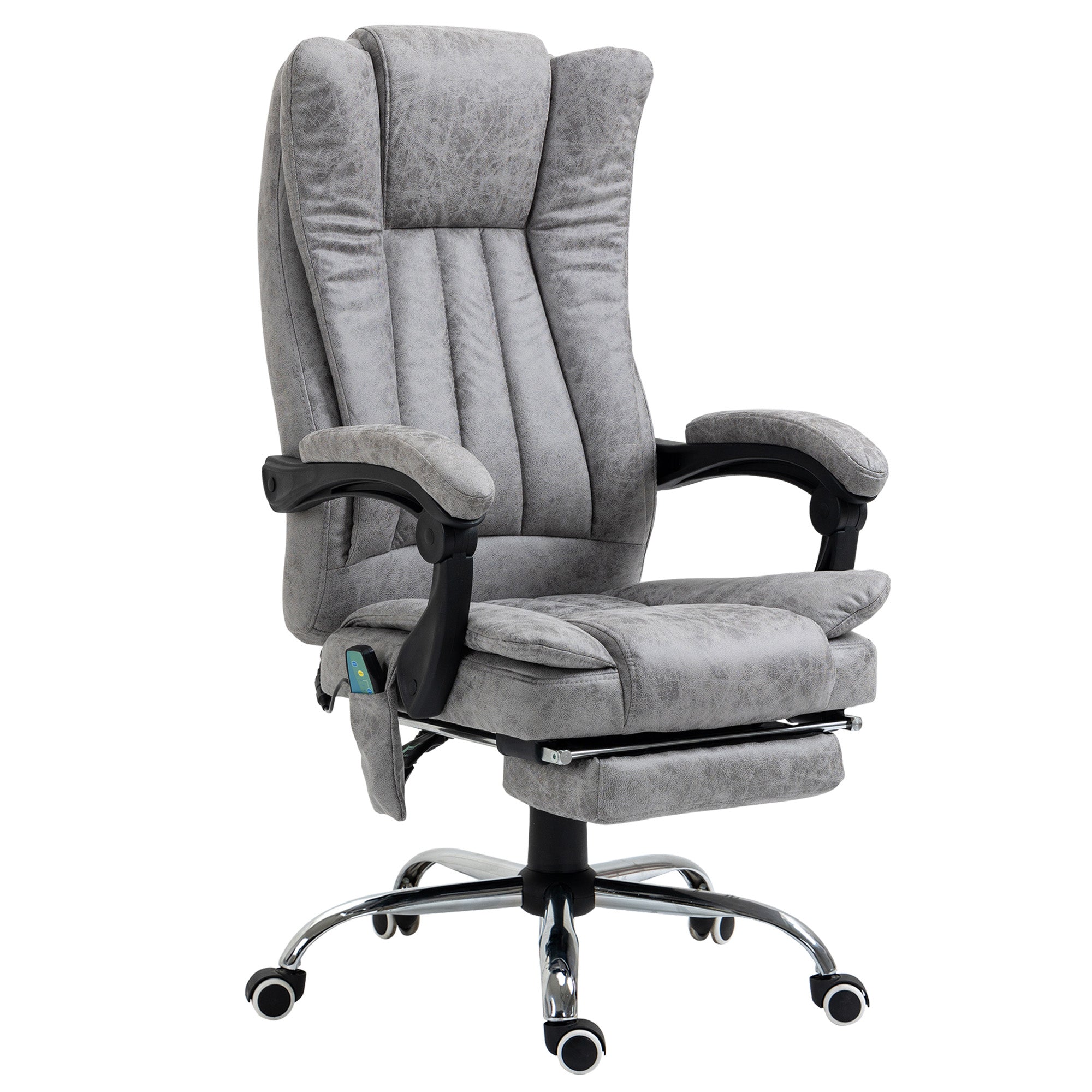 Vinsetto Executive Office Chair with Vibration Massage, Microfiber Reclining Computer Chair with Footrest, Adjustable Height, Swivel Wheels, Grey