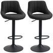 HOMCOM Bar Stools Set of 2, Swivel Counter Height Barstools with Adjustable Height, Linen Upholstered Bar Chairs with Round Metal Base and Footrest, Black
