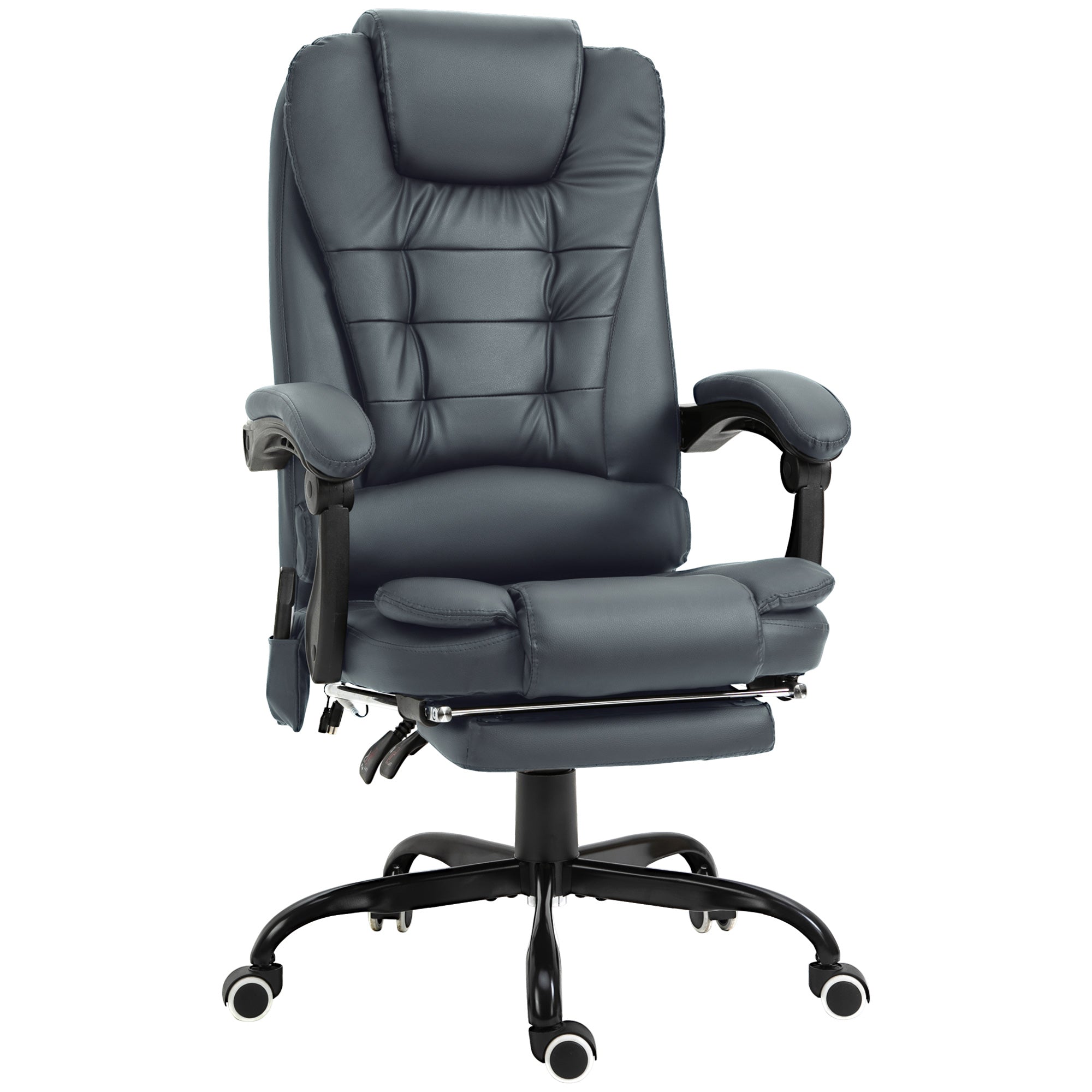 High Back Executive Office Chair with Vibration Massage Office Chair with Reclining Backrest Adjustable Height Blue