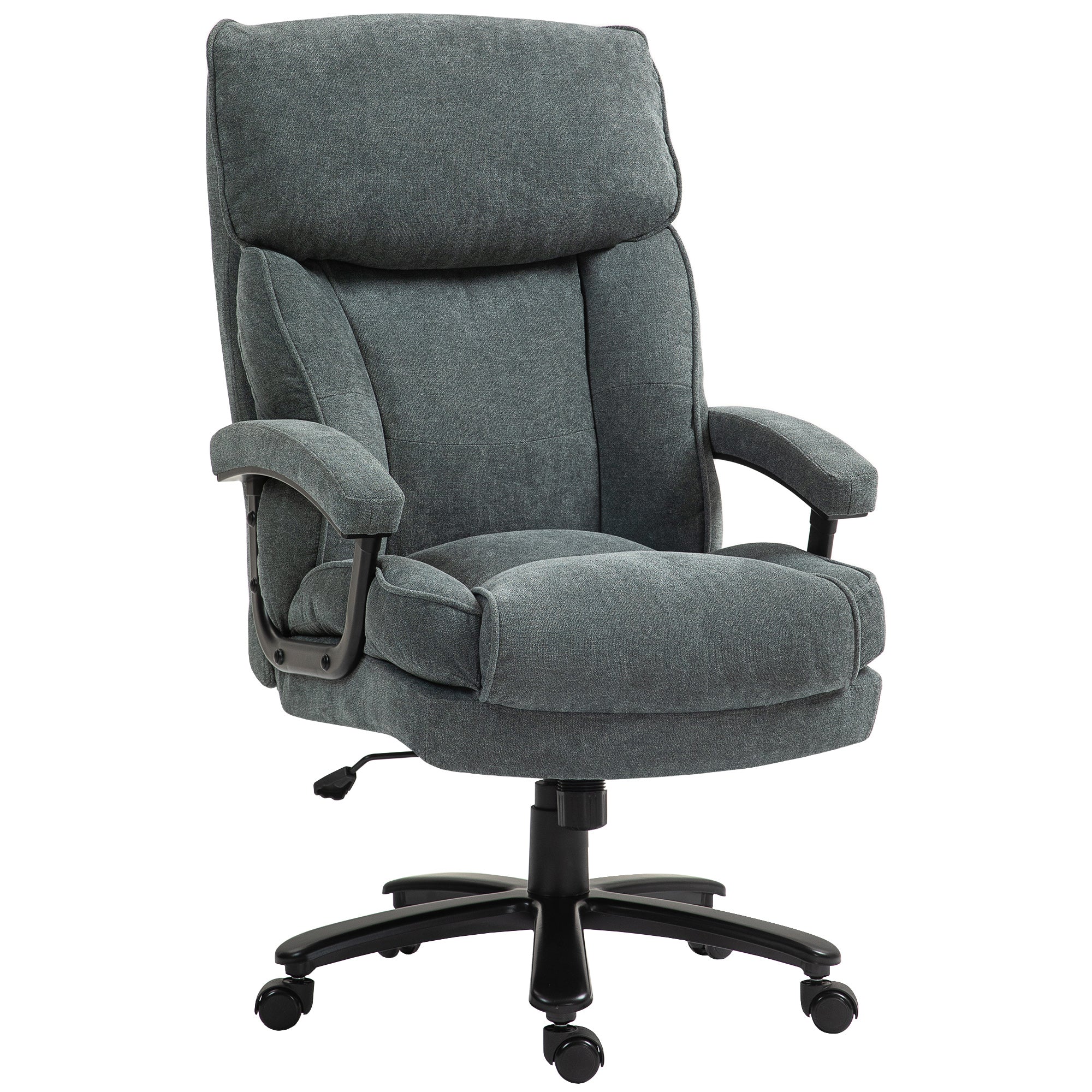 Big and Tall Office Chair, Up to 450 lbs. Overstuffed Executive Office Chair with Swivel Wheels, High Back for Heavy People, Grey