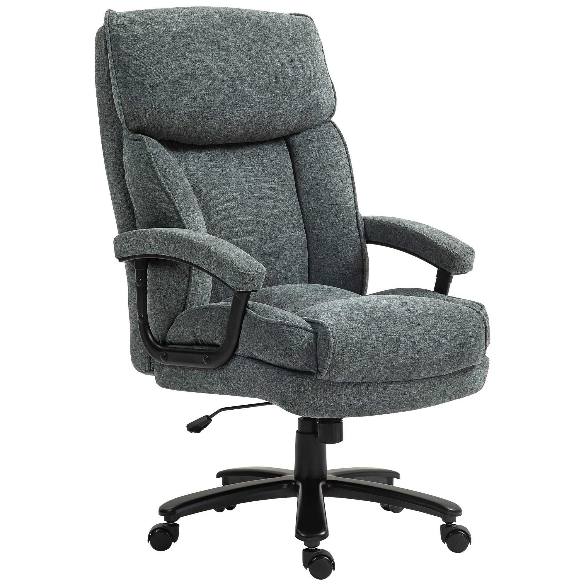Big and Tall Office Chair, Up to 450 lbs. Overstuffed Executive Office Chair with Swivel Wheels, High Back for Heavy People, Grey