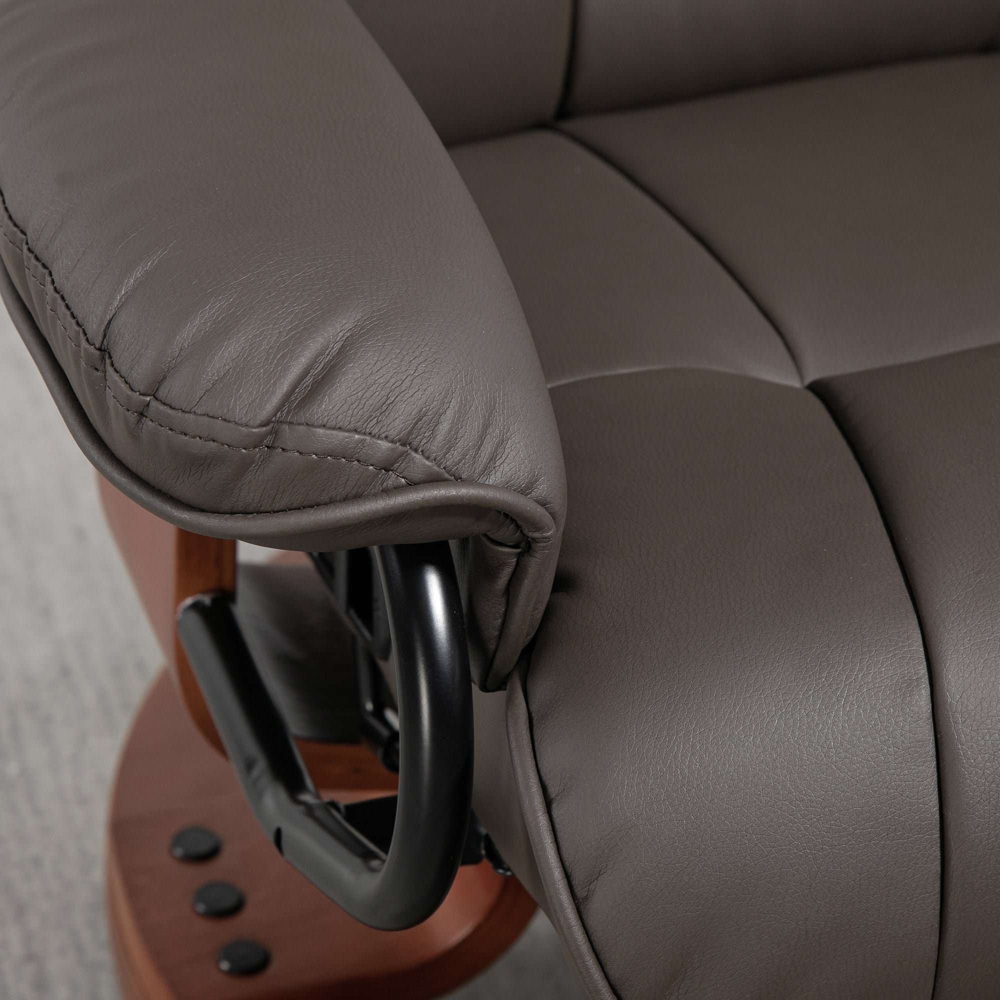 Manual Swivel Recliner Chair, PU Leather Reclining Chair with Footrest for Living Room, Brown
