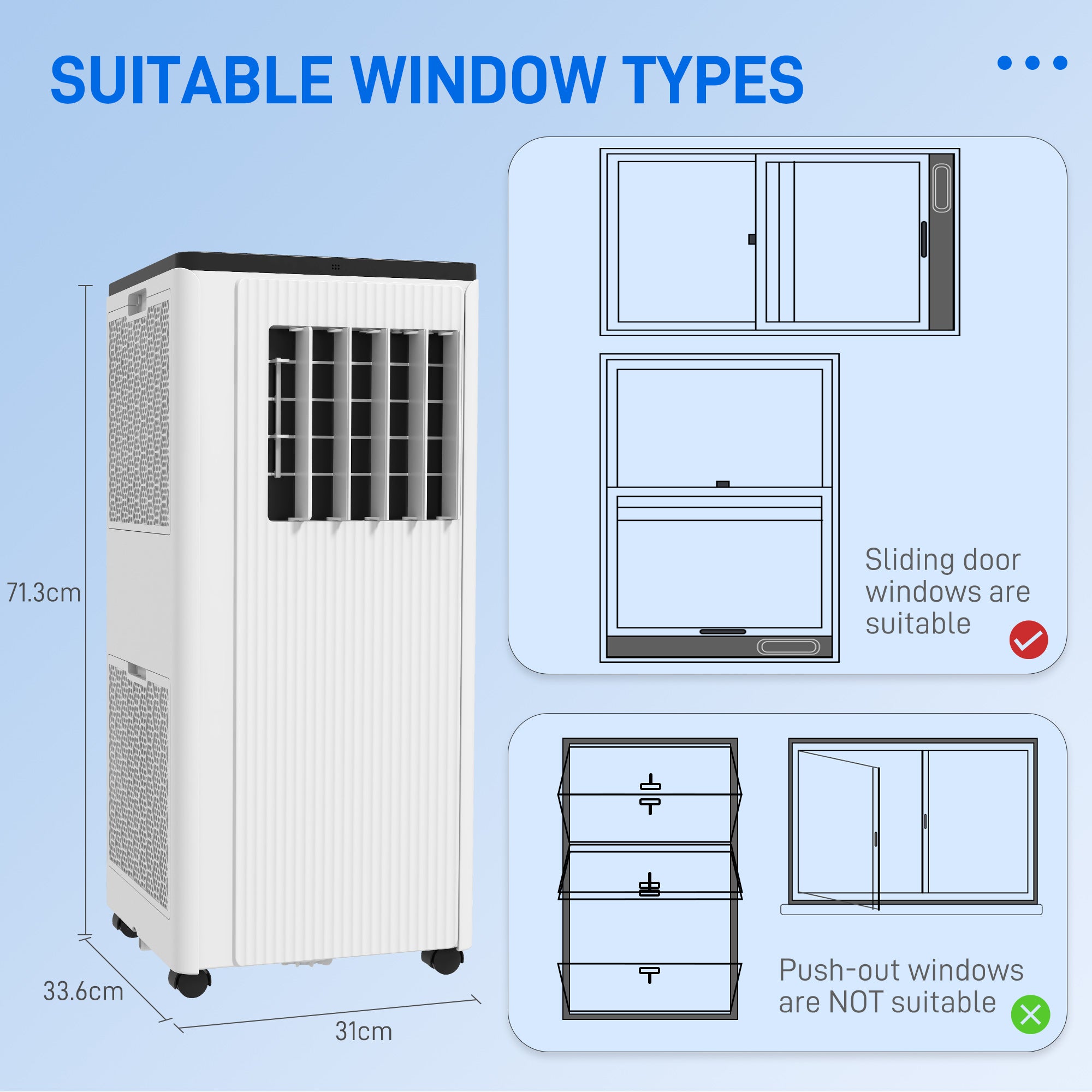 HOMCOM 9000 BTU Air Conditioning Unit, Smart Home WiFi App Compatible, 3-in-1 Portable Air Conditioner, Dehumidifier, Cooling Fan with 24H Timer, Remote, LED Display, 2 Speeds, Window Kit, 20m²