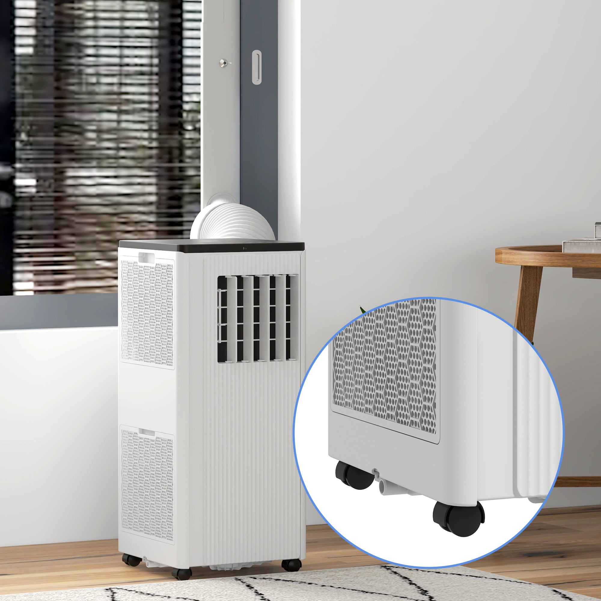 HOMCOM 9000 BTU Air Conditioning Unit, Smart Home WiFi App Compatible, 3-in-1 Portable Air Conditioner, Dehumidifier, Cooling Fan with 24H Timer, Remote, LED Display, 2 Speeds, Window Kit, 20m²