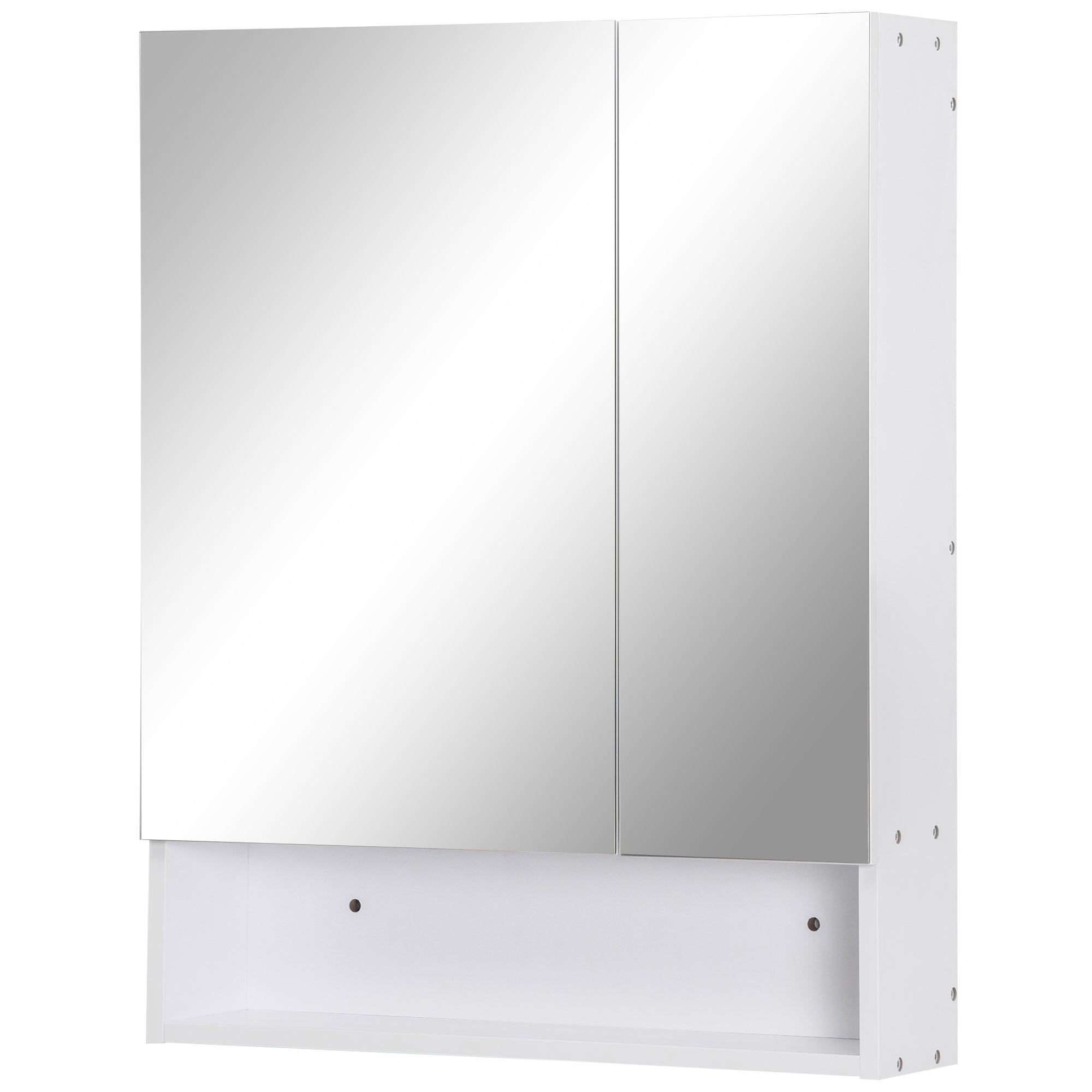 kleankin Medicine Cabinet with Mirror, Wall Mounted Bathroom Mirror Cabinet with Adjustable Shelf, 2 Doors Storage Cabinet, White