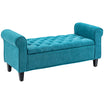 50 Inches Tufted Storage Ottoman, End of Bed Bench w/ Rolled Arms & Wood Legs, Teal